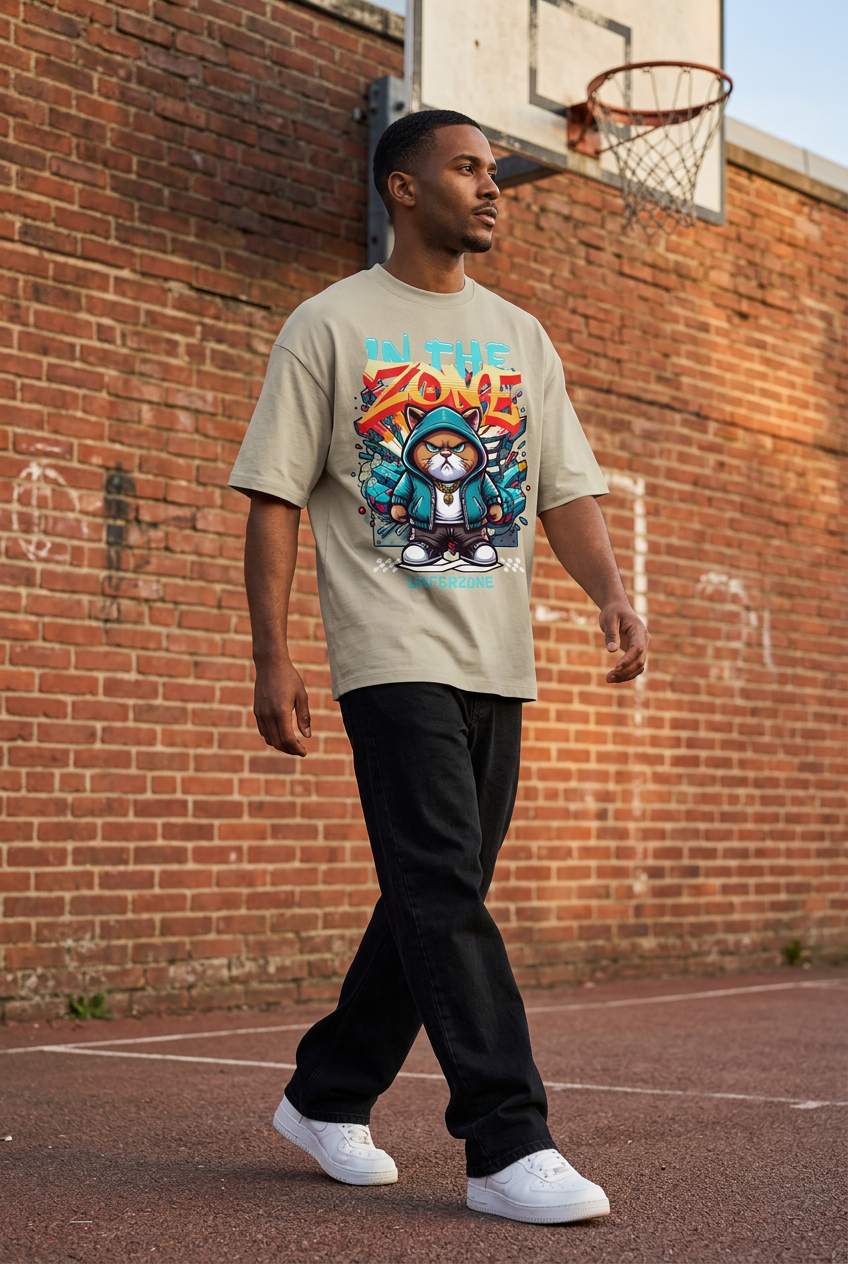 Unterzone Cat In The Zone – Oversize-Shirt aus Bio-Baumwolle