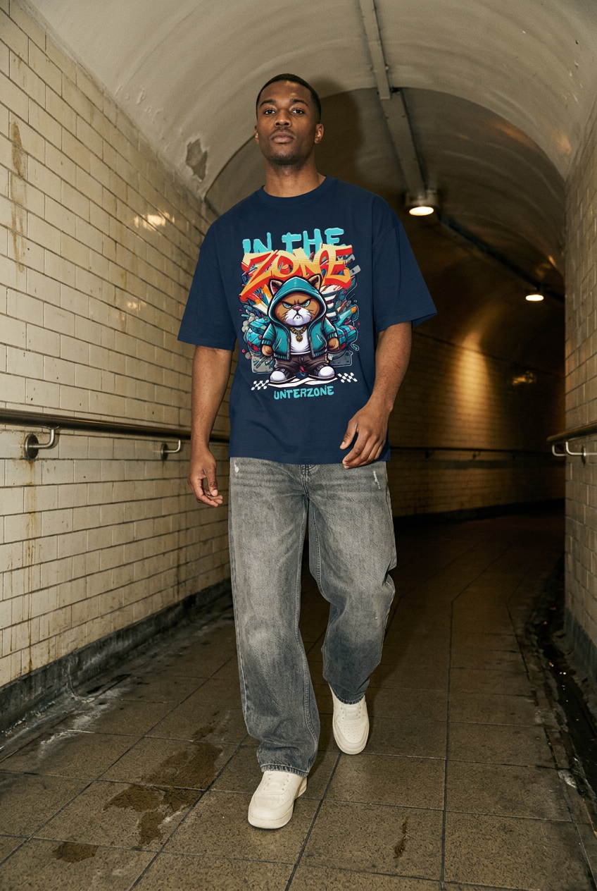 Unterzone Cat In The Zone – Oversize-Shirt aus Bio-Baumwolle