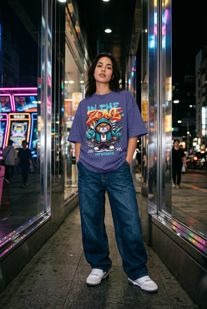 Unterzone Cat In The Zone – Oversize-Shirt aus Bio-Baumwolle
