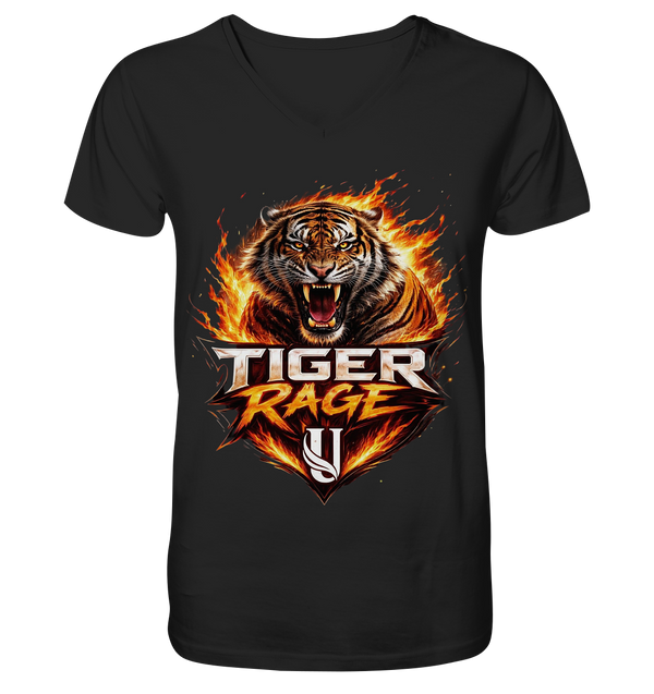 Unterzone Tiger Rage - Mens Organic V-Neck Shirt