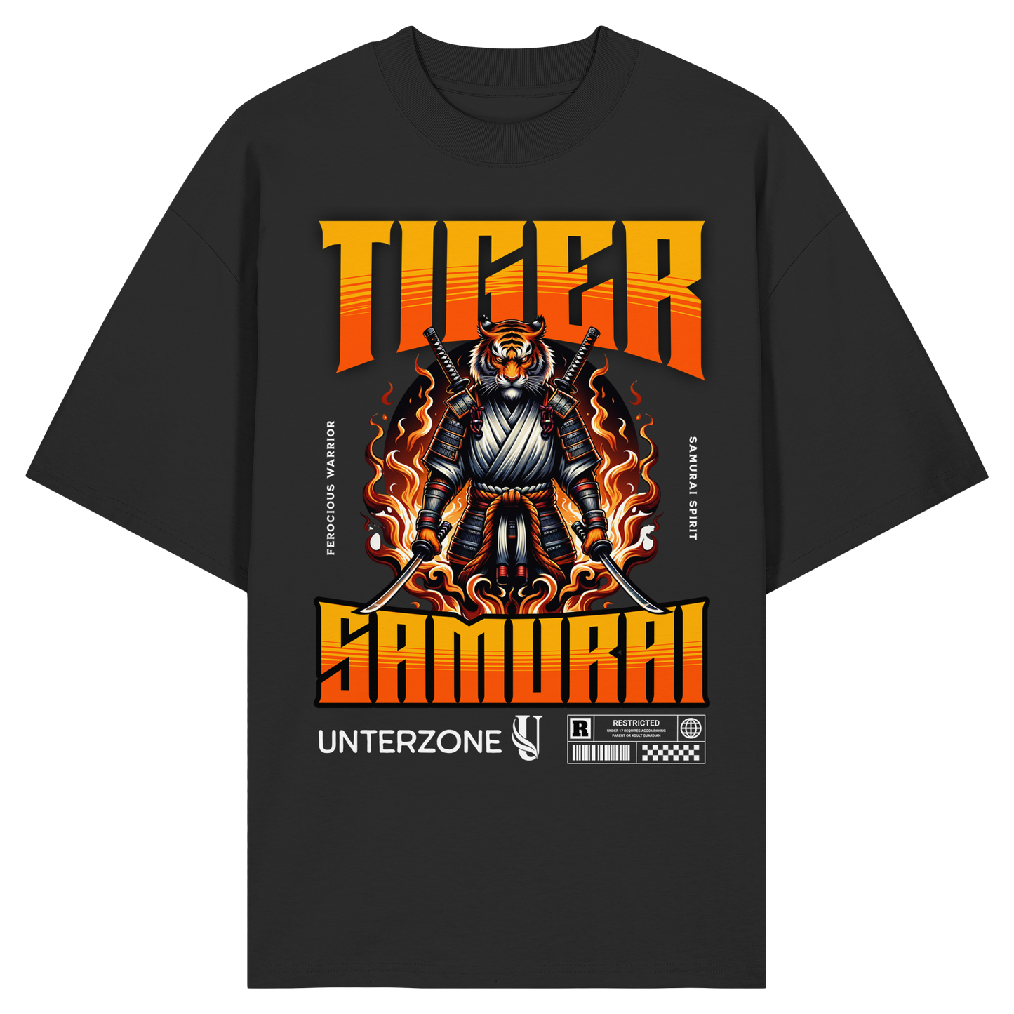 Unterzone Samurai Tiger - Organic Oversize Shirt