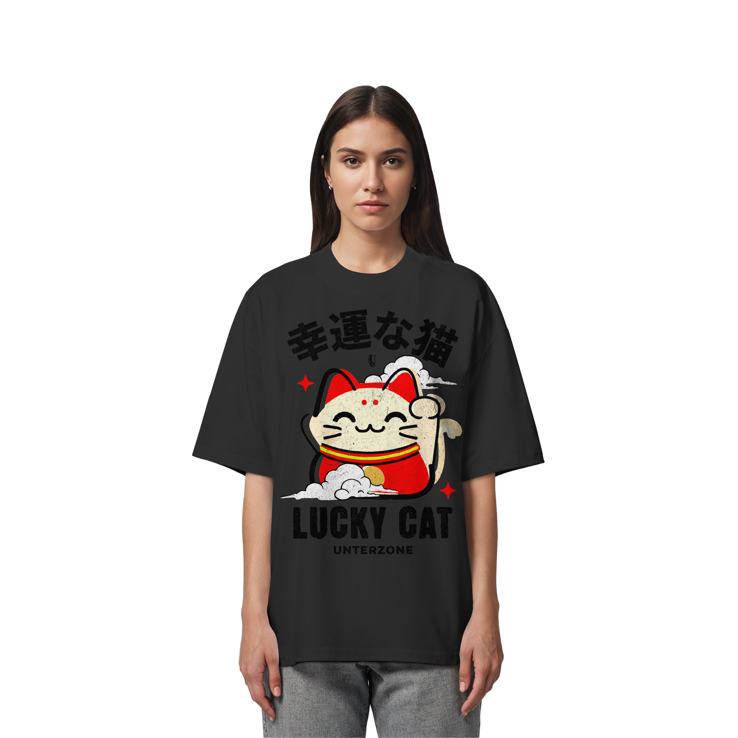 Unterzone Lucky Cat - Organic Oversize Shirt