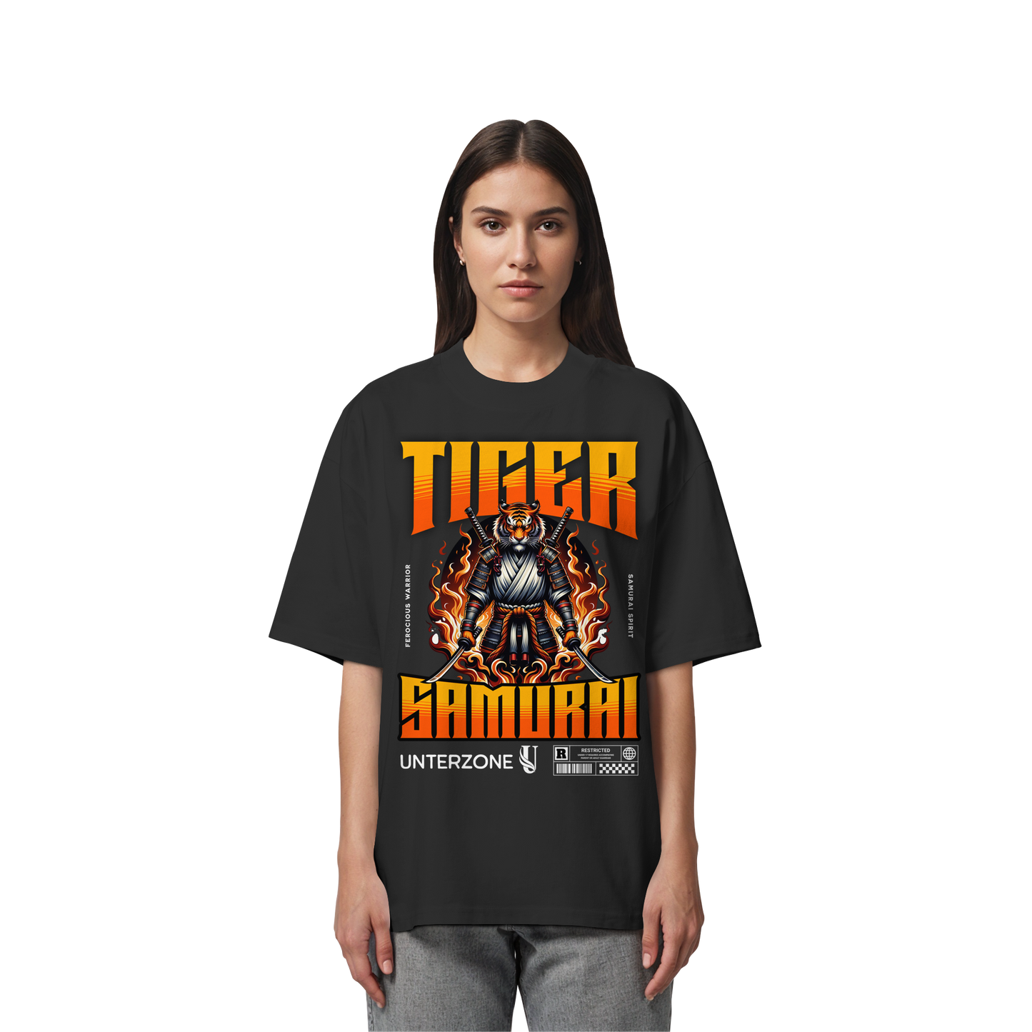 Unterzone Samurai Tiger - Organic Oversize Shirt
