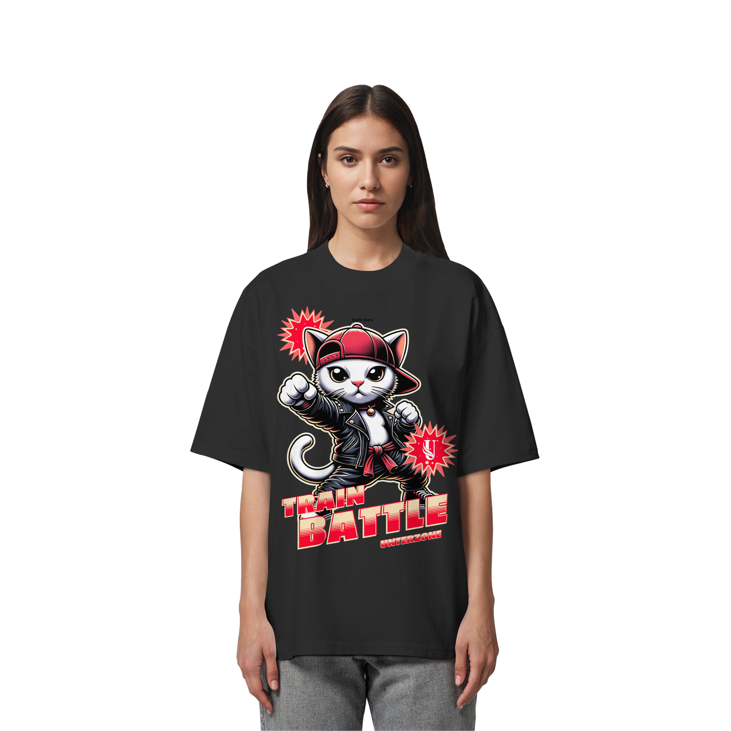 Unterzone Train Cat - Organic Oversize Shirt