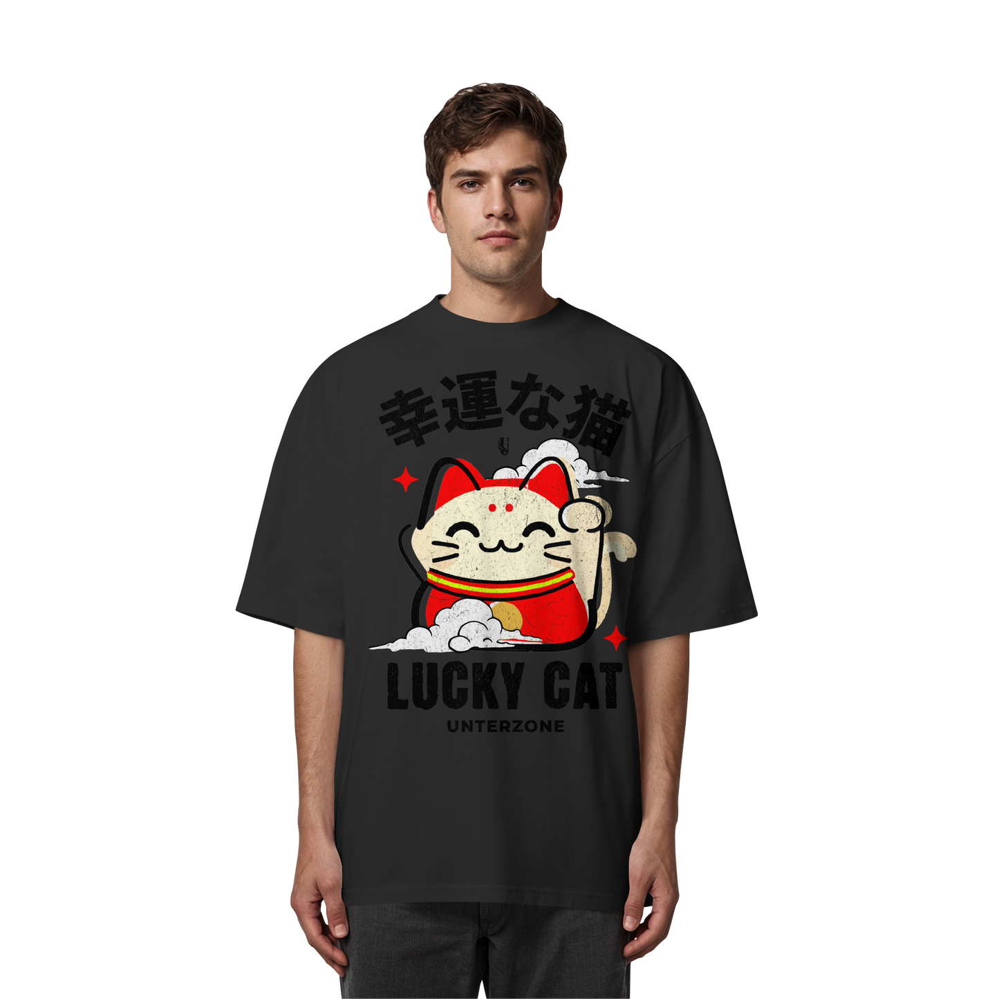 Unterzone Lucky Cat - Organic Oversize Shirt