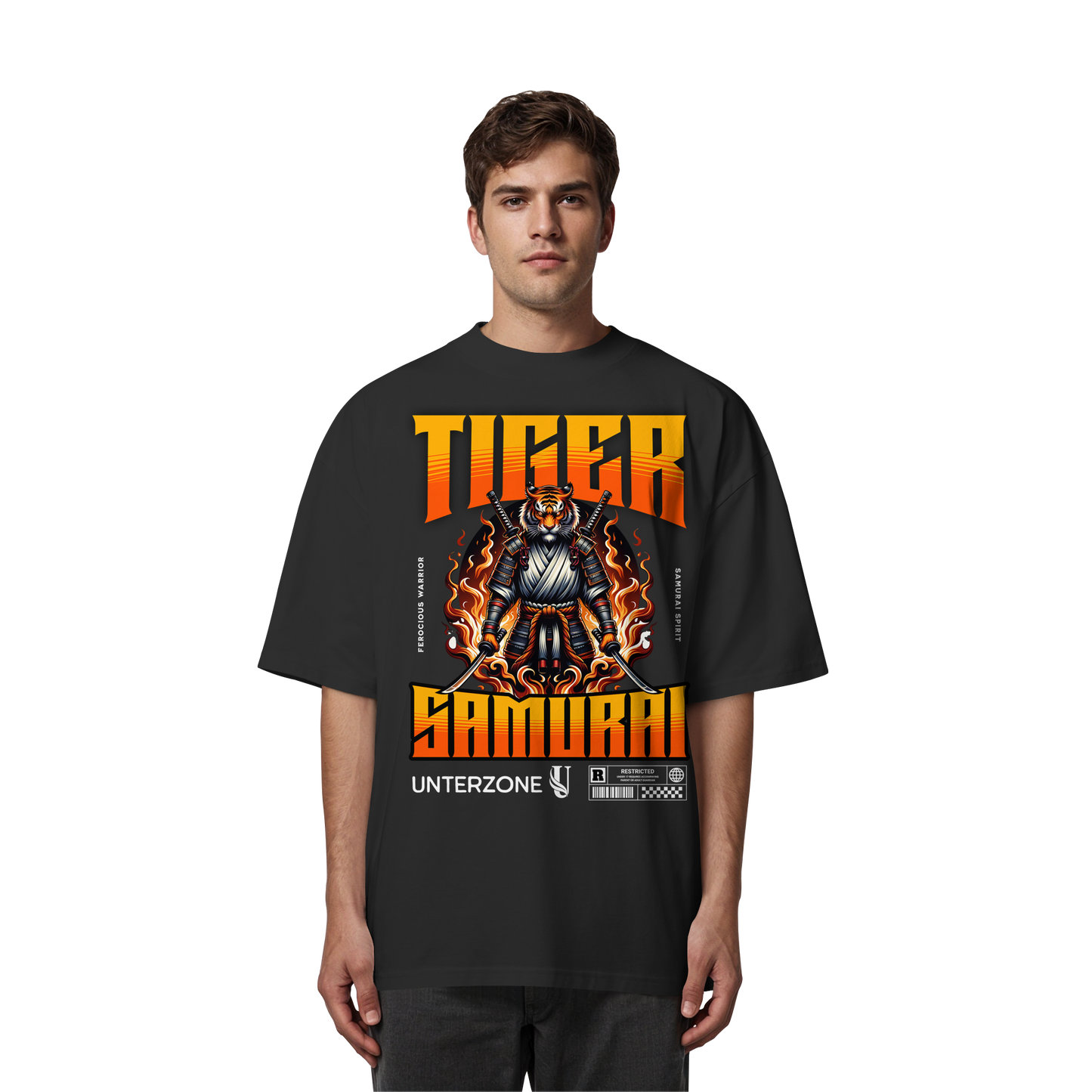 Unterzone Samurai Tiger - Organic Oversize Shirt