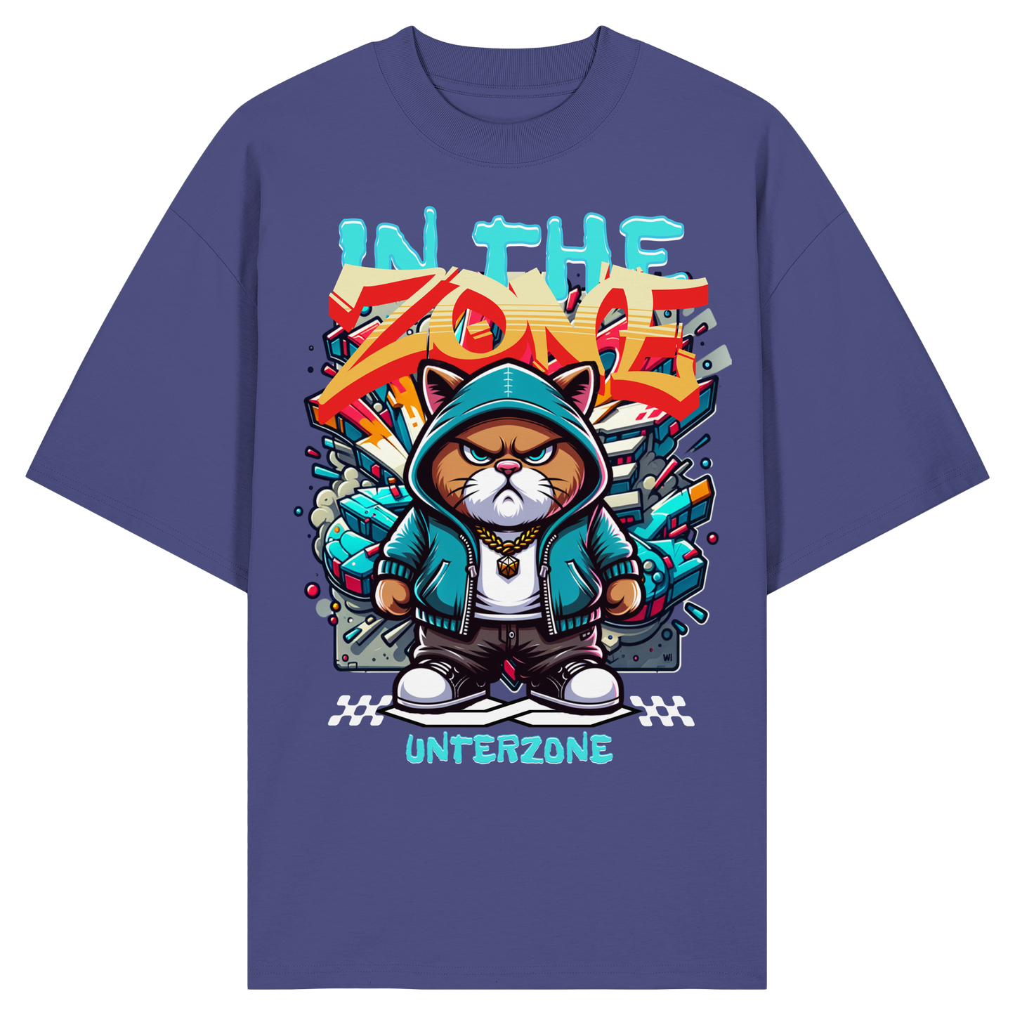 Unterzone Cat In The Zone - Organic Oversize Shirt