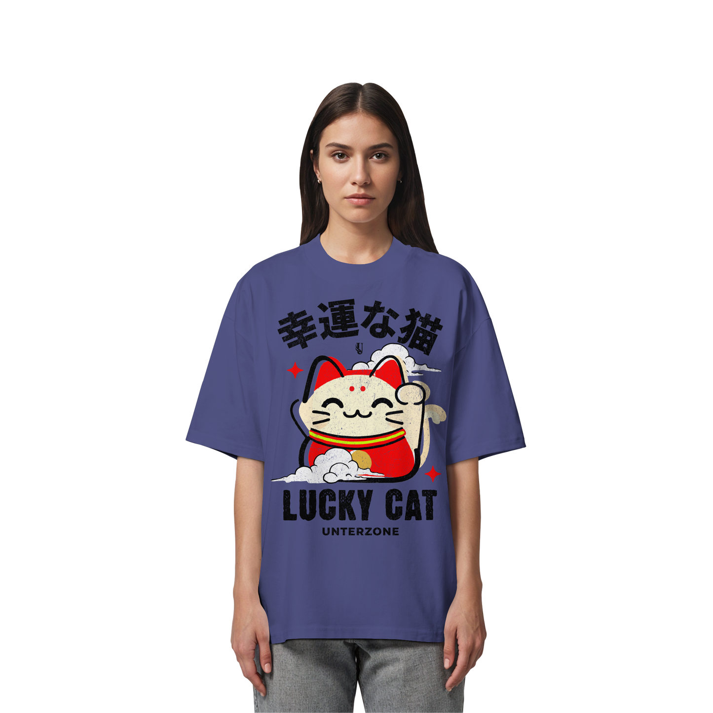 Unterzone Lucky Cat - Organic Oversize Shirt