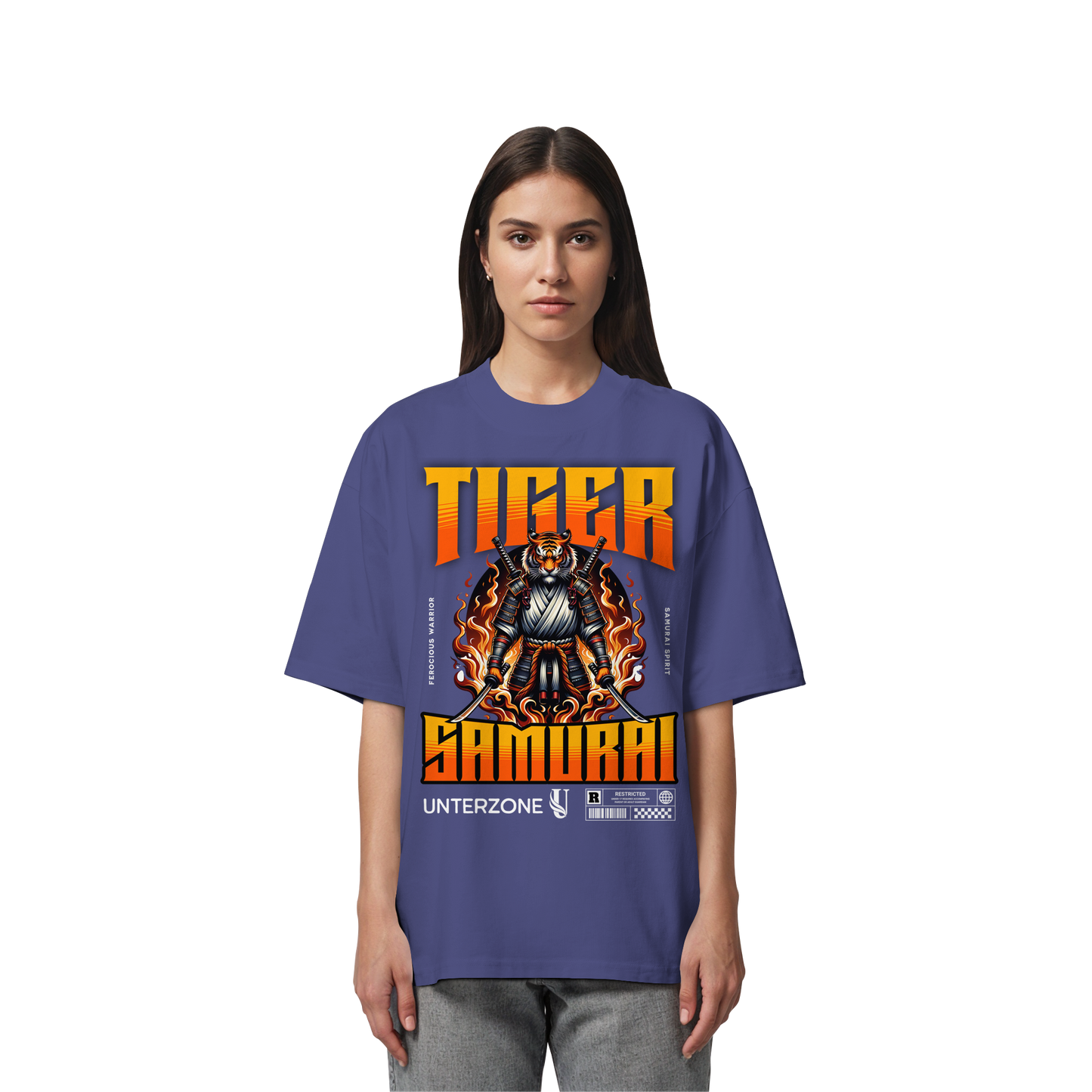 Unterzone Samurai Tiger - Organic Oversize Shirt