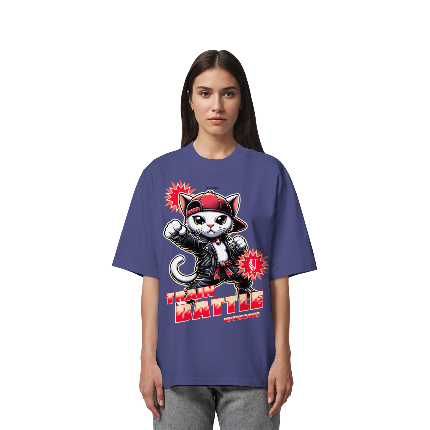 Unterzone Train Cat - Organic Oversize Shirt