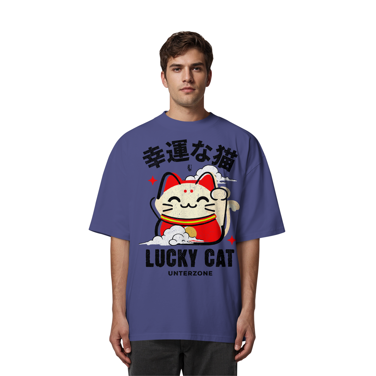 Unterzone Lucky Cat - Organic Oversize Shirt