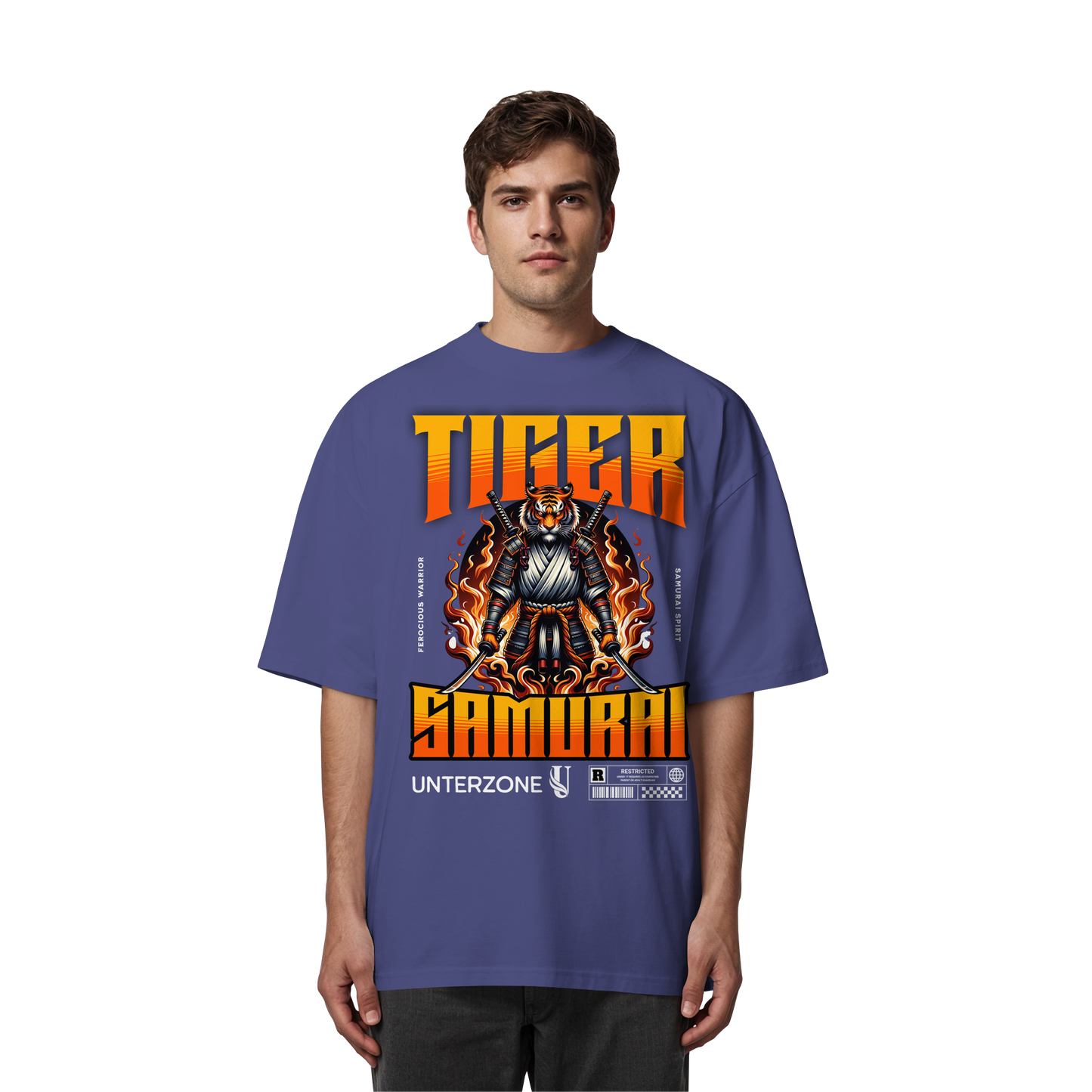 Unterzone Samurai Tiger - Organic Oversize Shirt