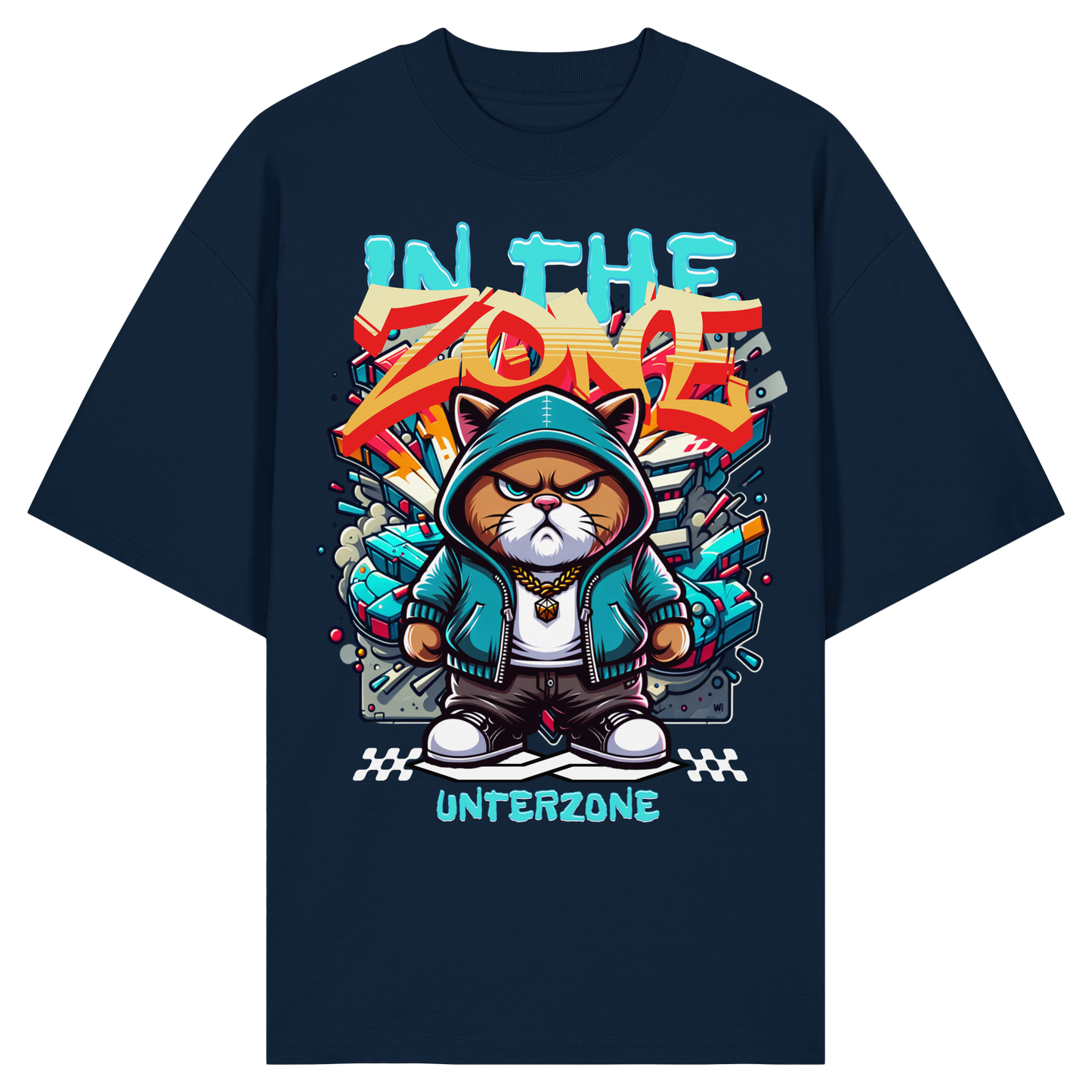 Unterzone Cat In The Zone - Organic Oversize Shirt