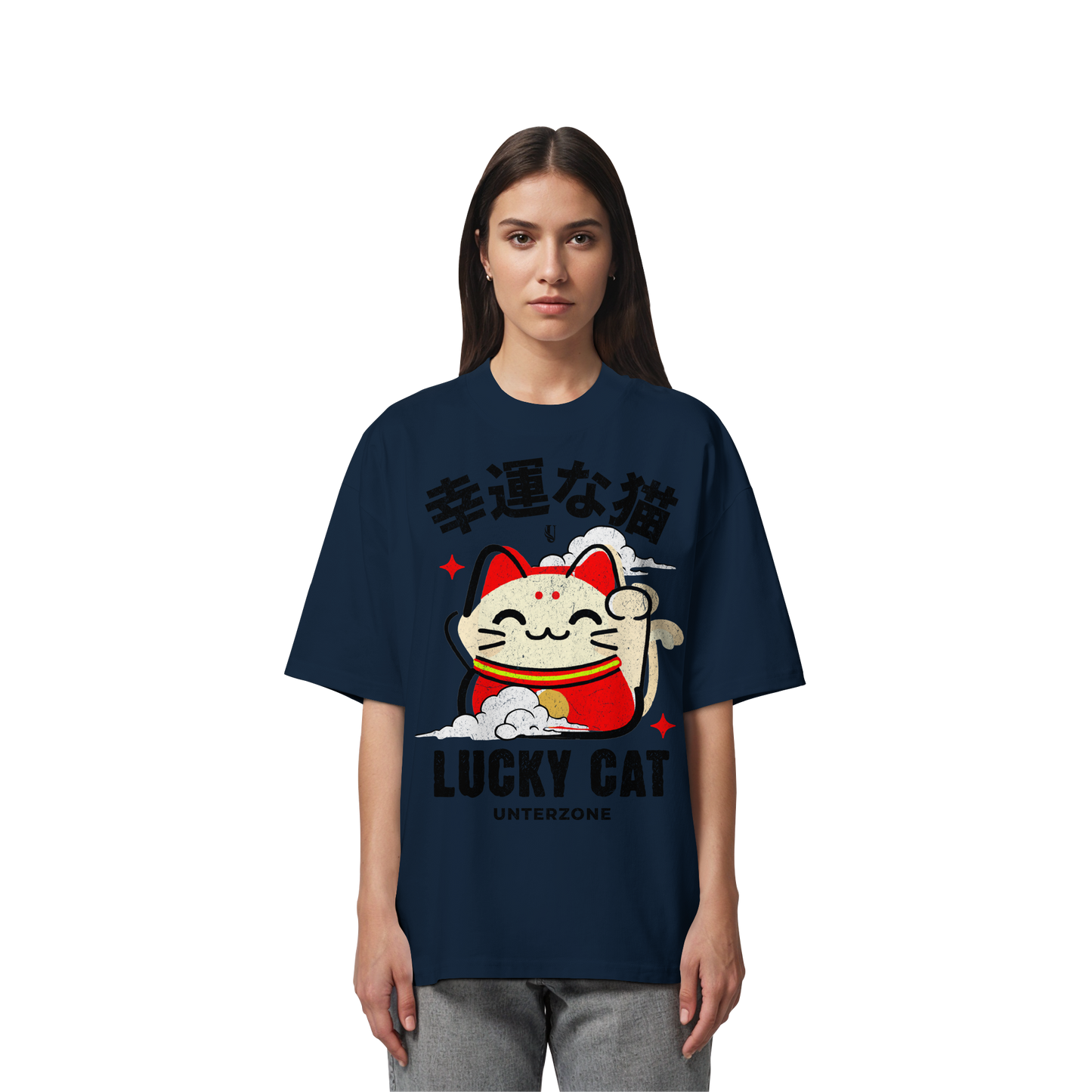 Unterzone Lucky Cat - Organic Oversize Shirt