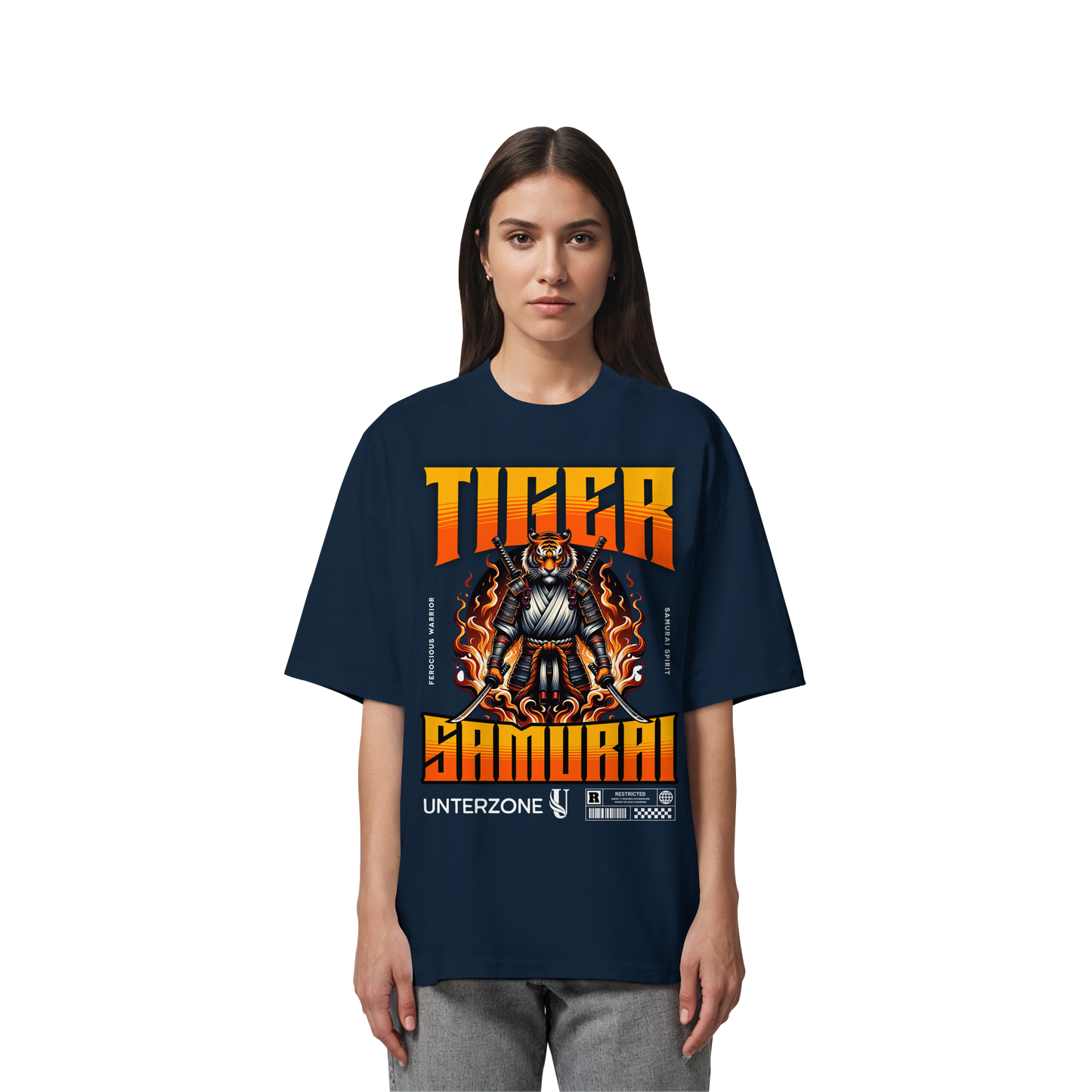Unterzone Samurai Tiger - Organic Oversize Shirt