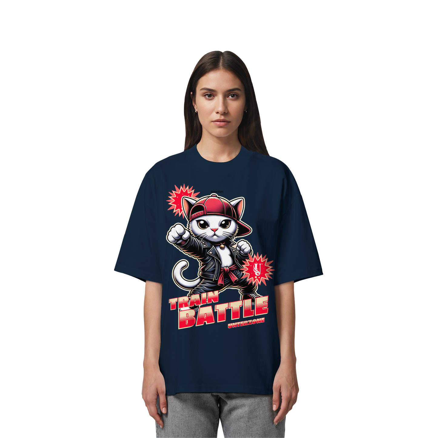 Unterzone Train Cat - Organic Oversize Shirt