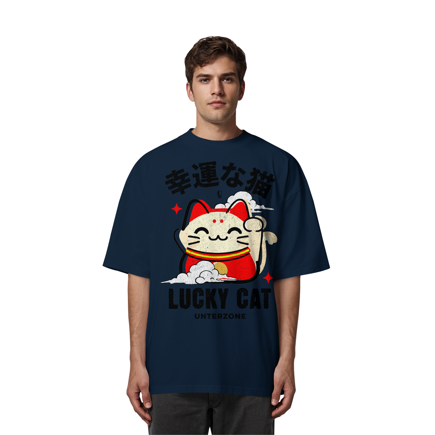 Unterzone Lucky Cat - Organic Oversize Shirt