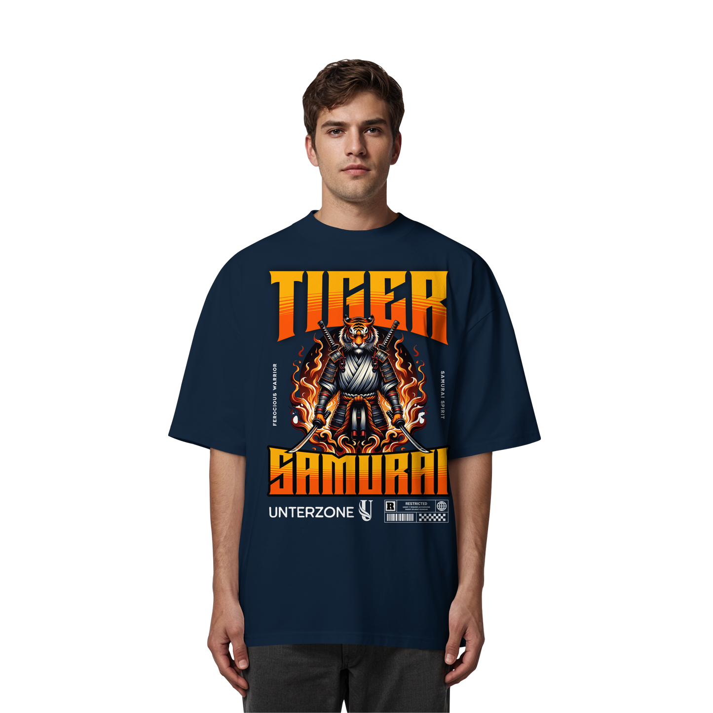 Unterzone Samurai Tiger - Organic Oversize Shirt