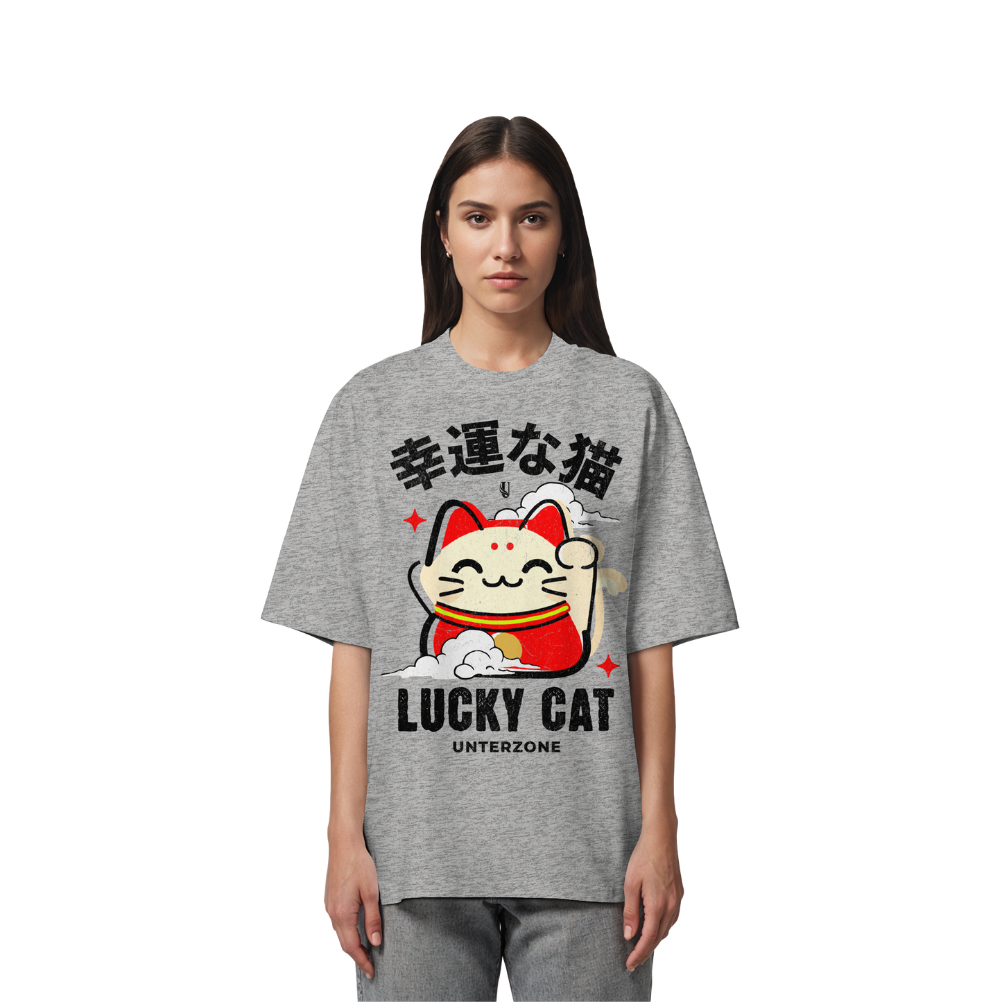 Unterzone Lucky Cat - Organic Oversize Shirt