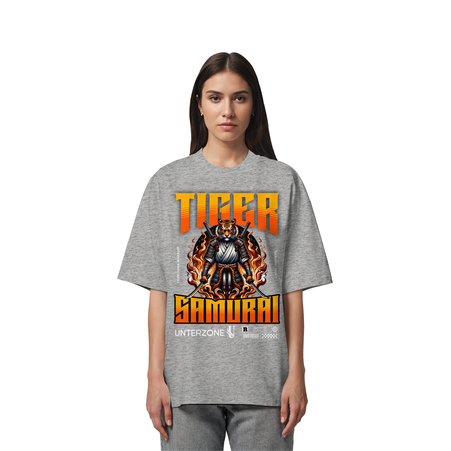 Unterzone Samurai Tiger - Organic Oversize Shirt