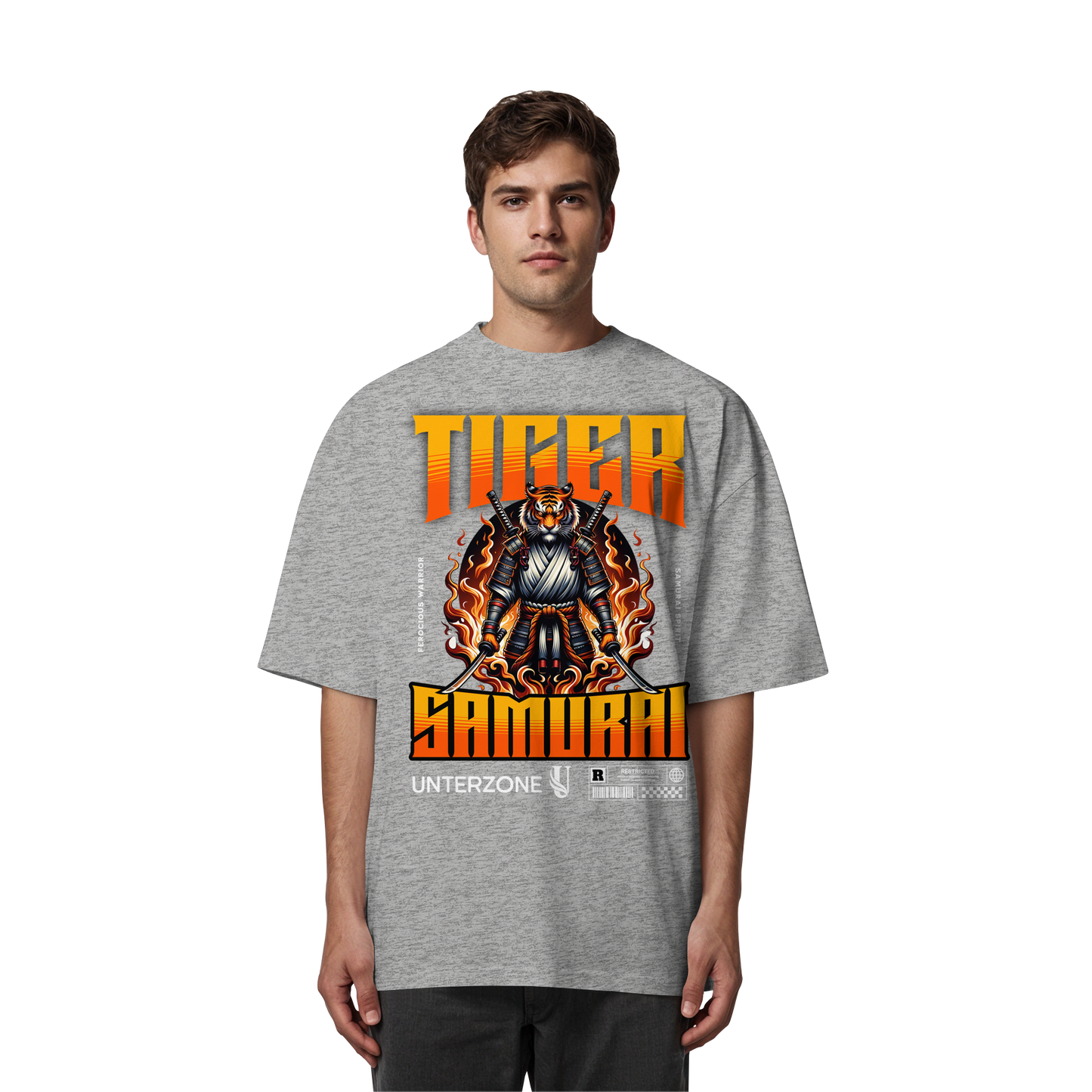 Unterzone Samurai Tiger - Organic Oversize Shirt