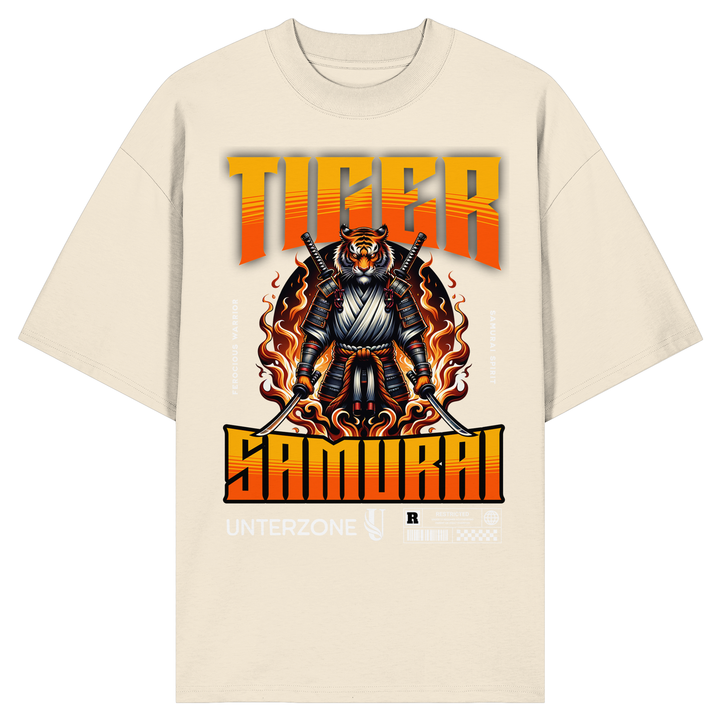 Unterzone Samurai Tiger - Organic Oversize Shirt