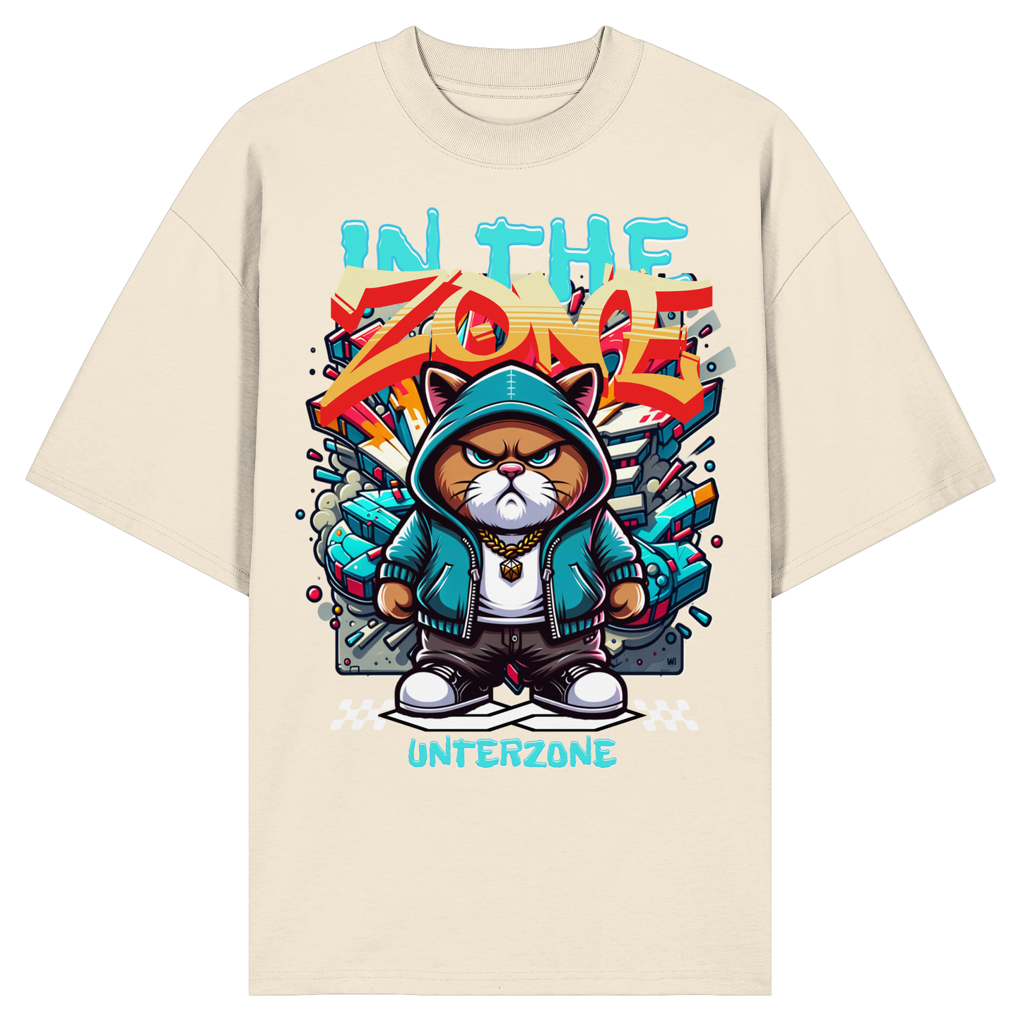 Unterzone Cat In The Zone - Organic Oversize Shirt