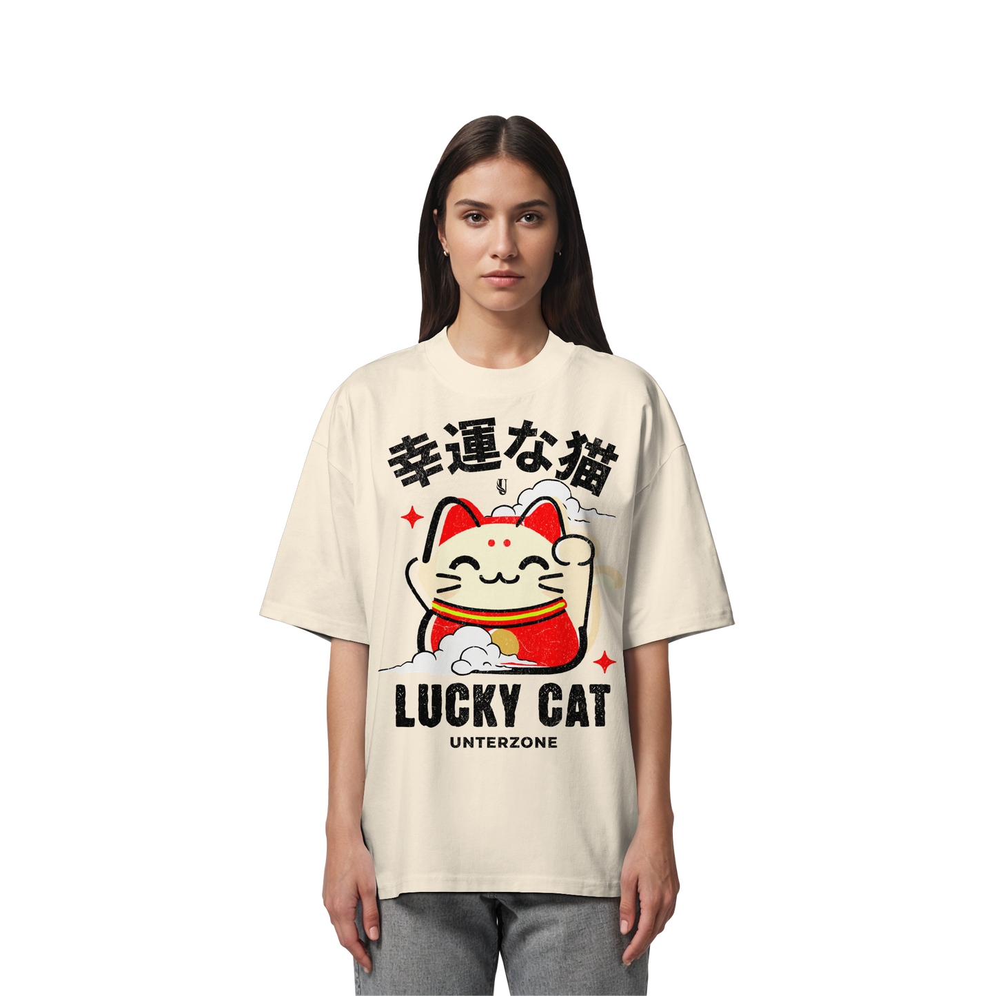 Unterzone Lucky Cat - Organic Oversize Shirt