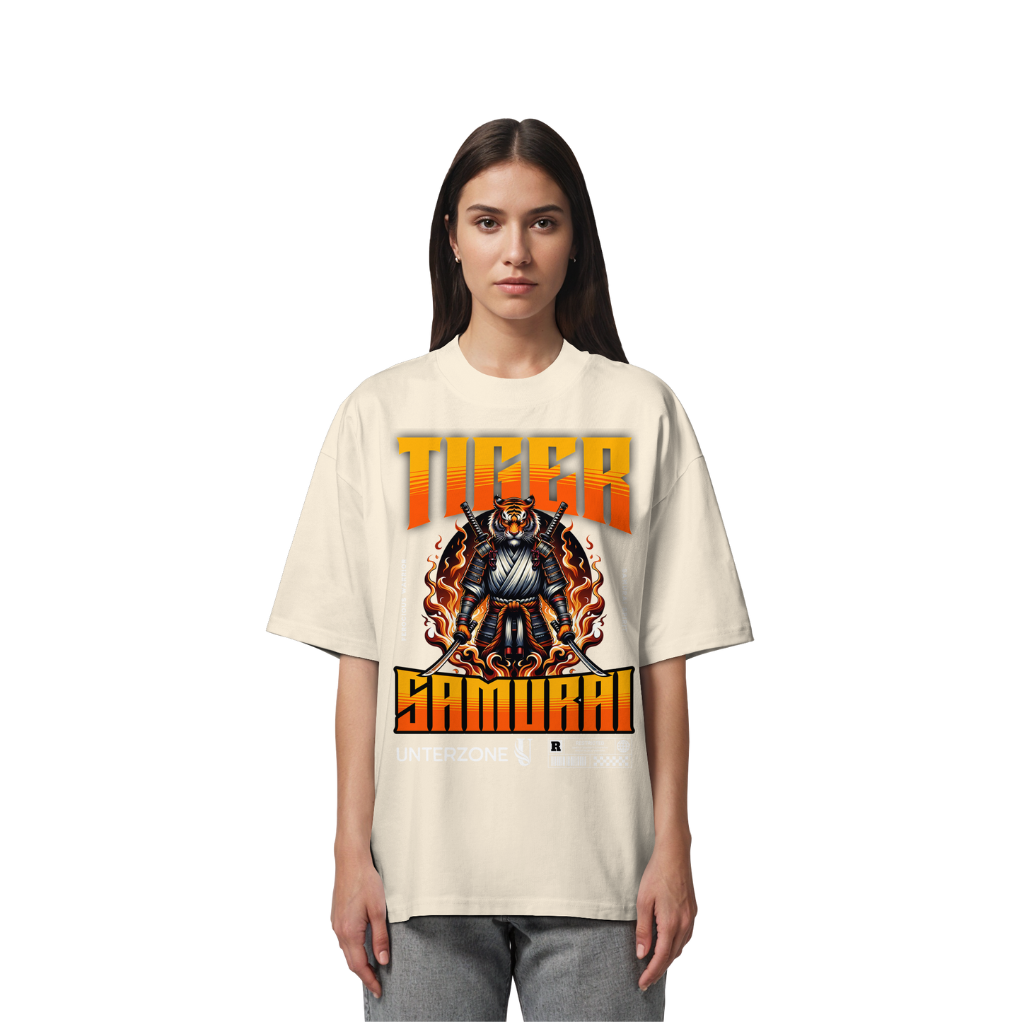 Unterzone Samurai Tiger - Organic Oversize Shirt