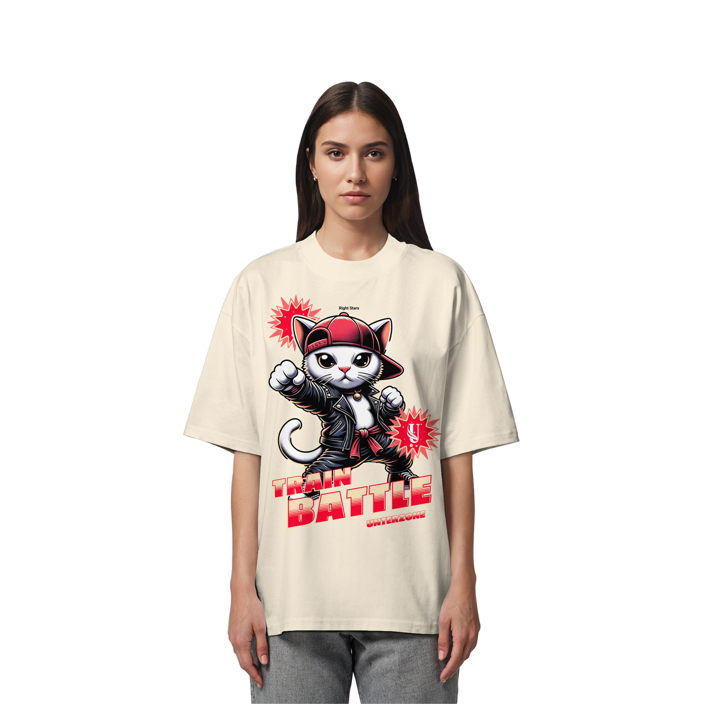 Unterzone Train Cat - Organic Oversize Shirt