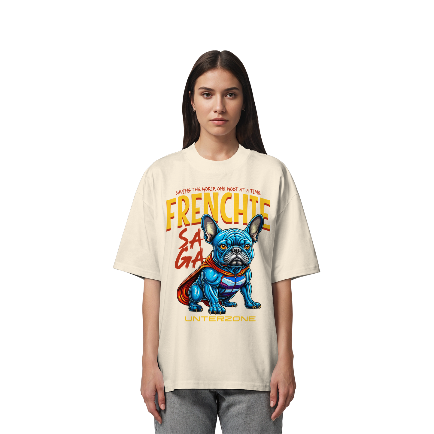 Unterzone Super French Bulldog - Organic Oversize Shirt