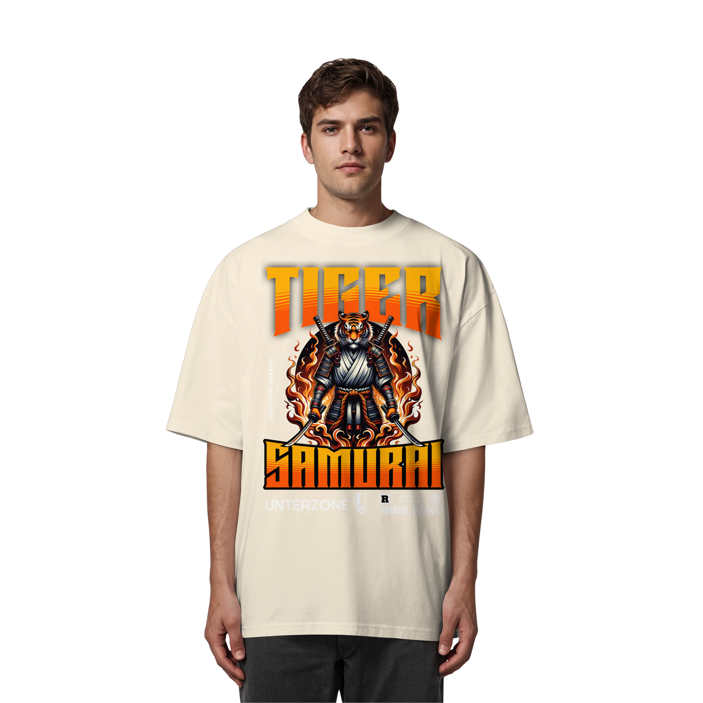 Unterzone Samurai Tiger - Organic Oversize Shirt