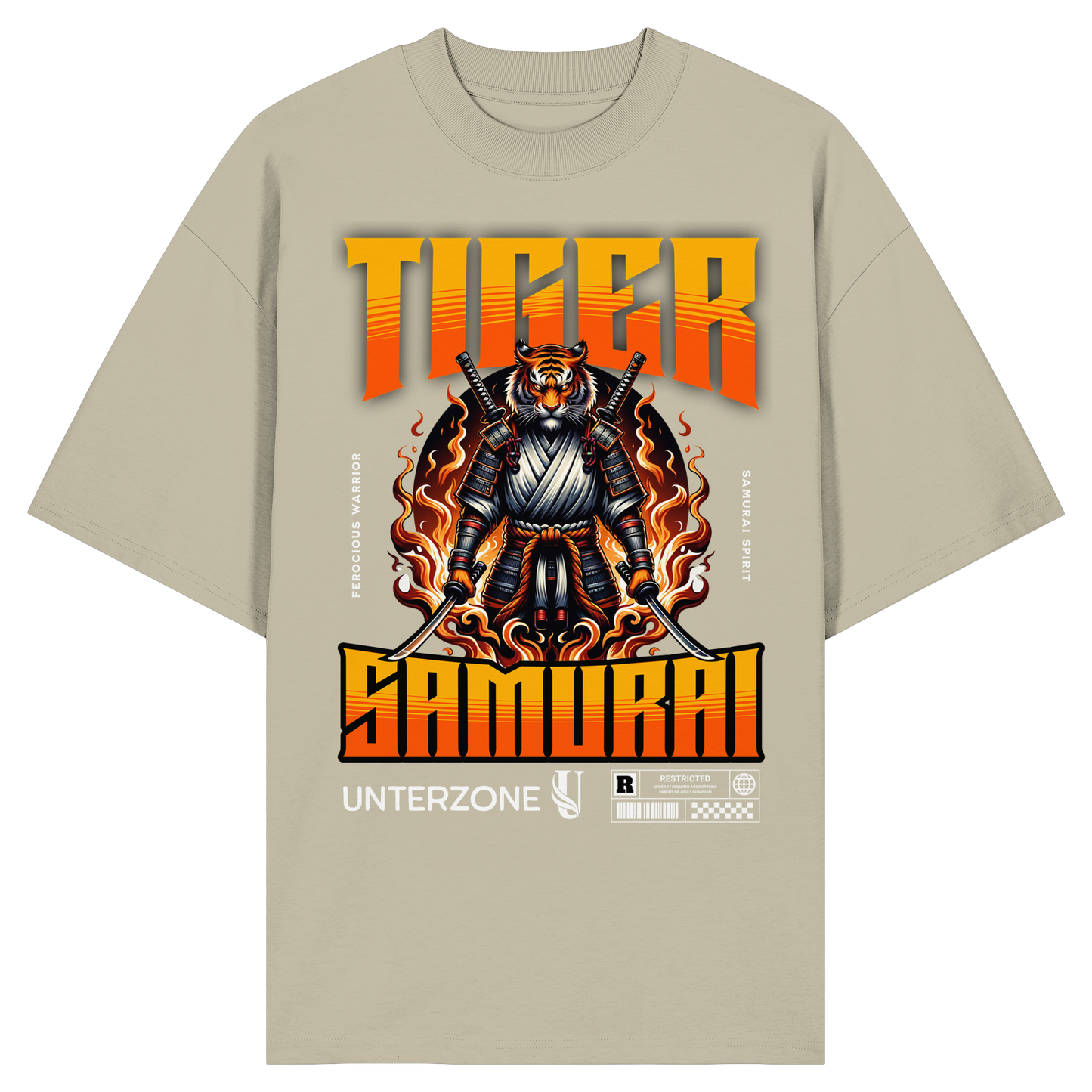Unterzone Samurai Tiger - Organic Oversize Shirt