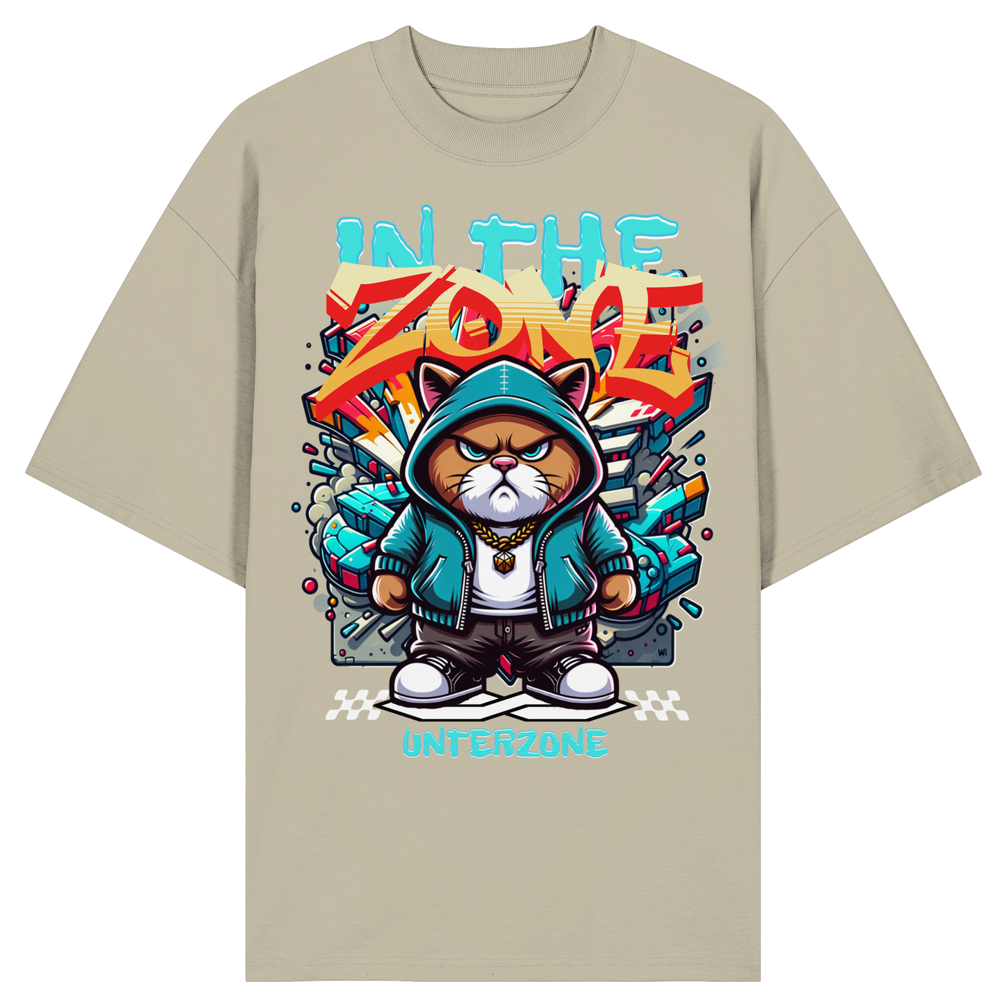 Unterzone Cat In The Zone - Organic Oversize Shirt