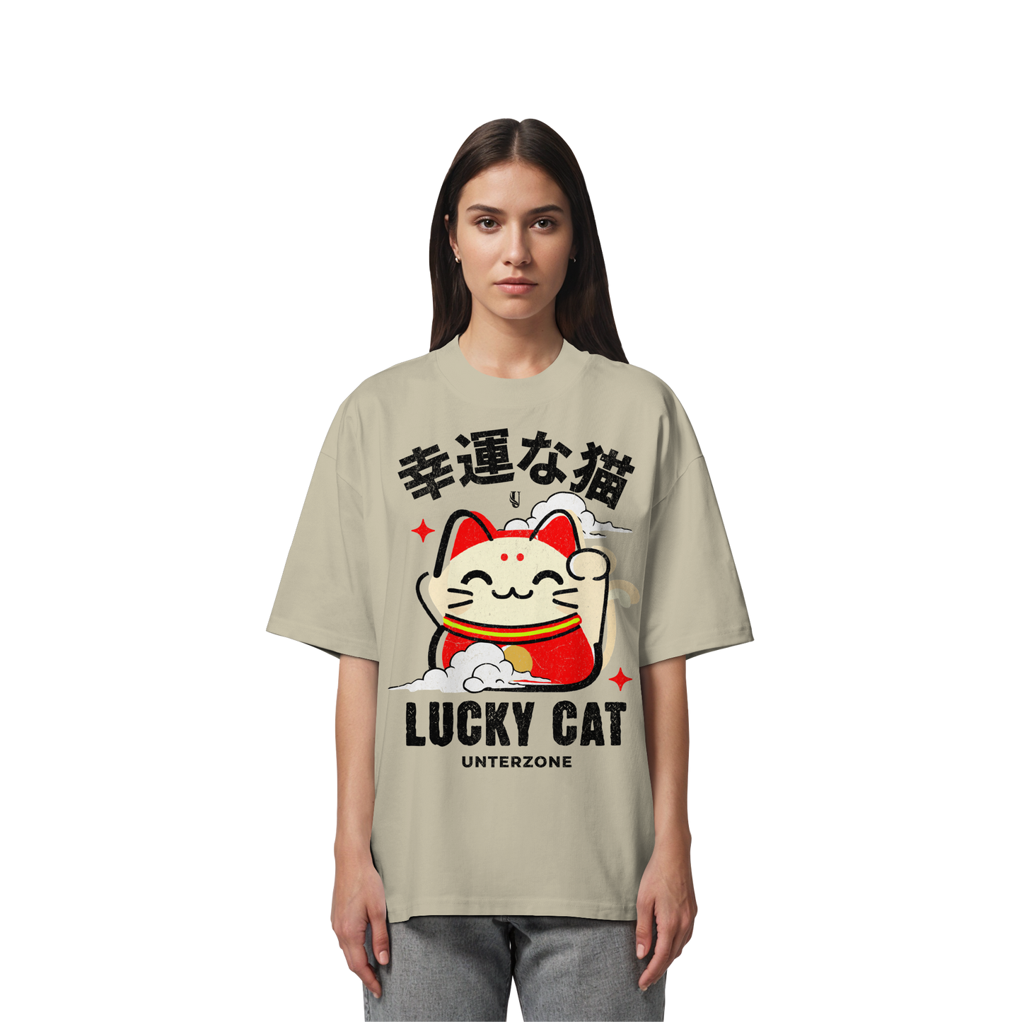 Unterzone Lucky Cat - Organic Oversize Shirt