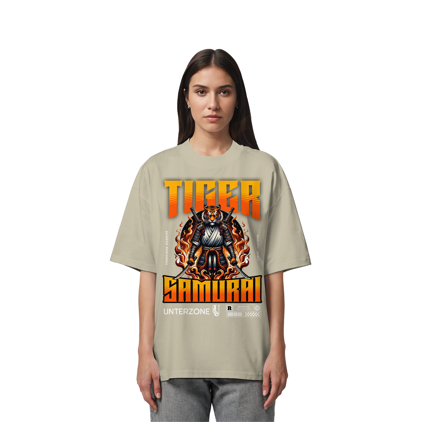 Unterzone Samurai Tiger - Organic Oversize Shirt