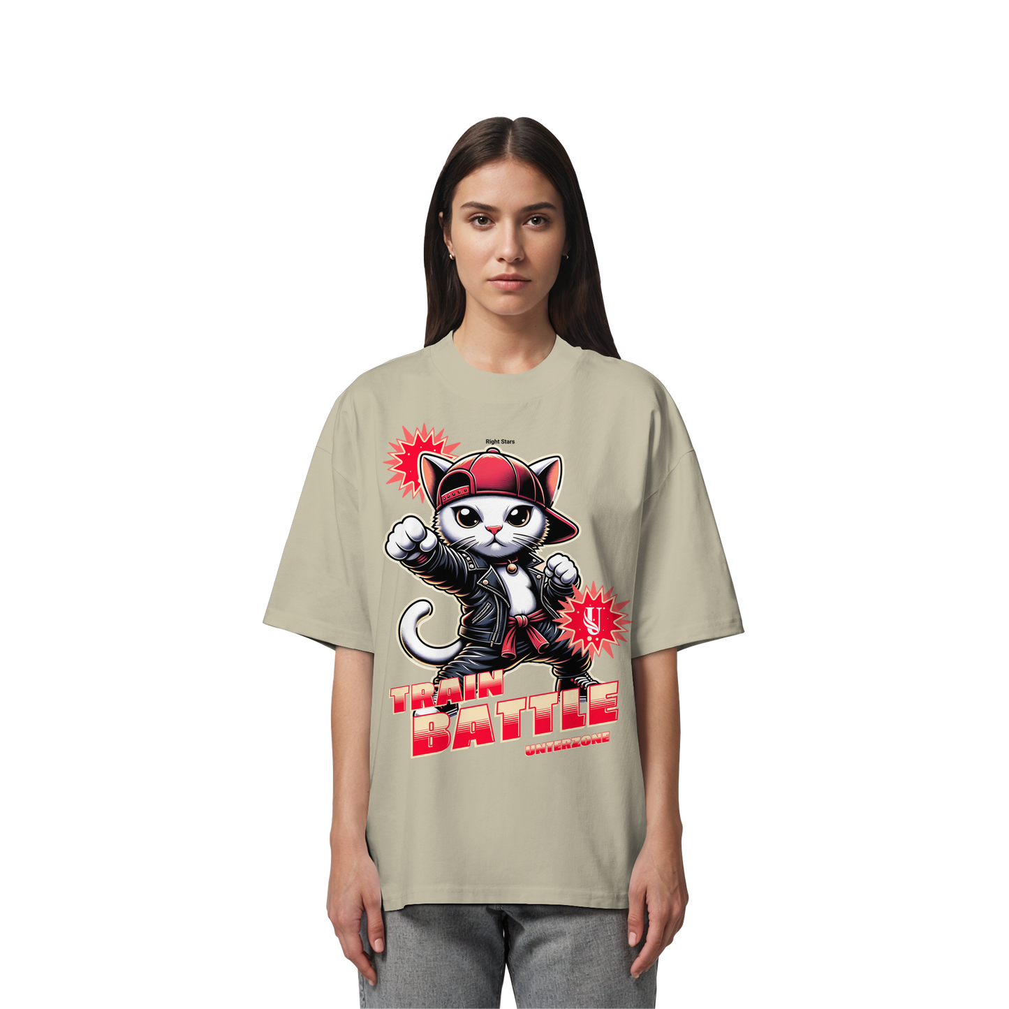Unterzone Train Cat - Organic Oversize Shirt