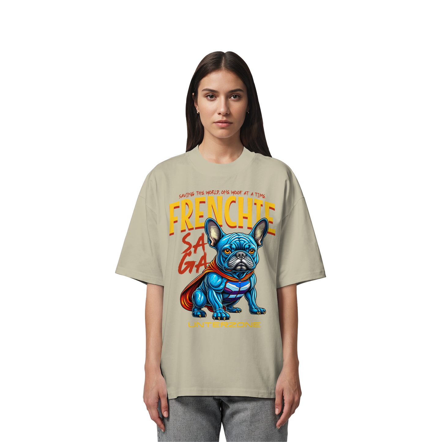 Unterzone Super French Bulldog - Organic Oversize Shirt