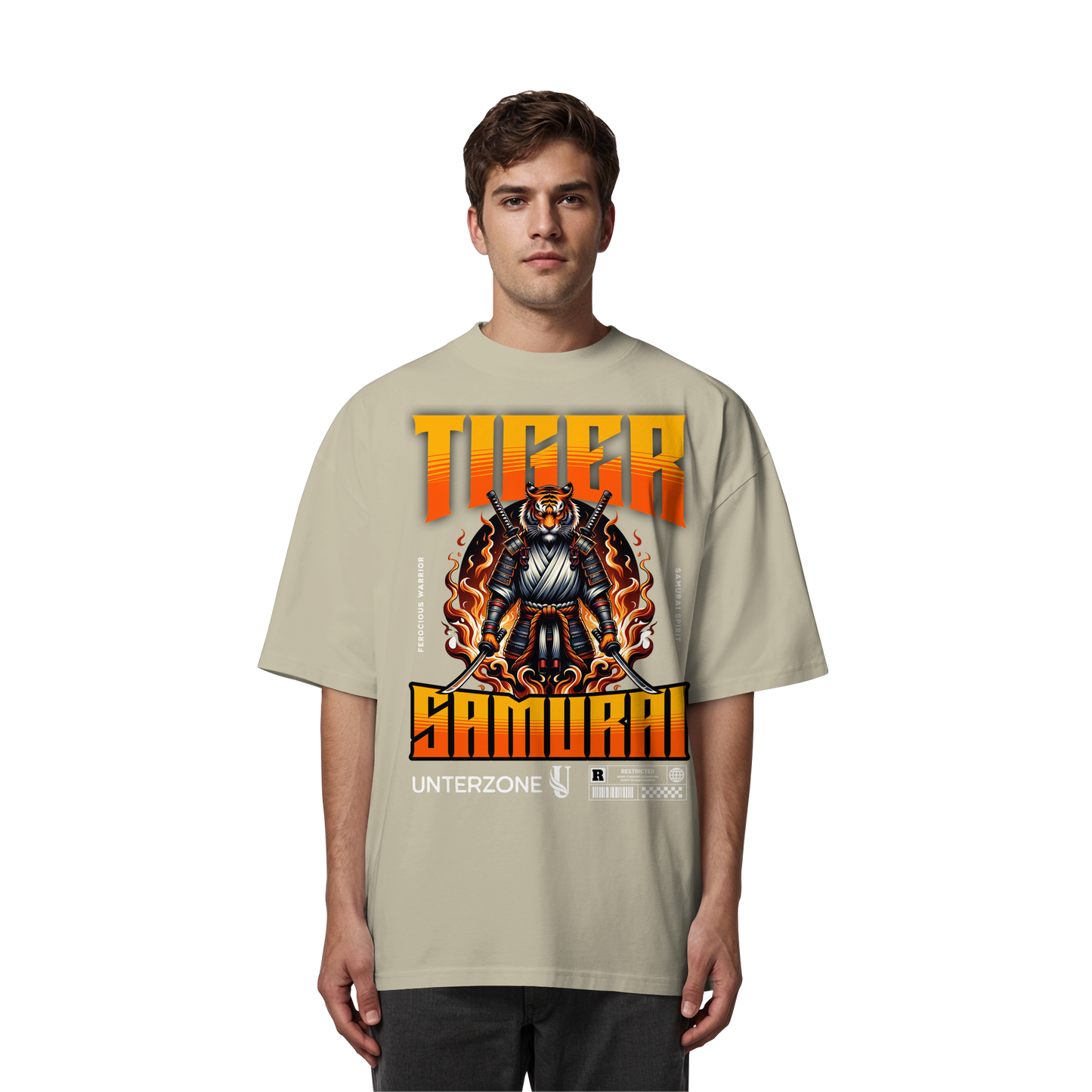 Unterzone Samurai Tiger - Organic Oversize Shirt