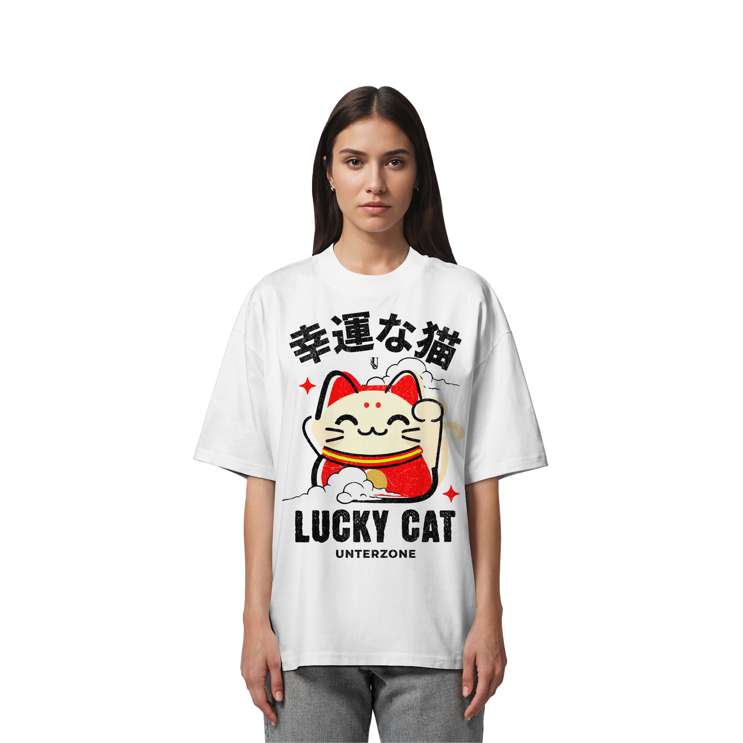 Unterzone Lucky Cat - Organic Oversize Shirt