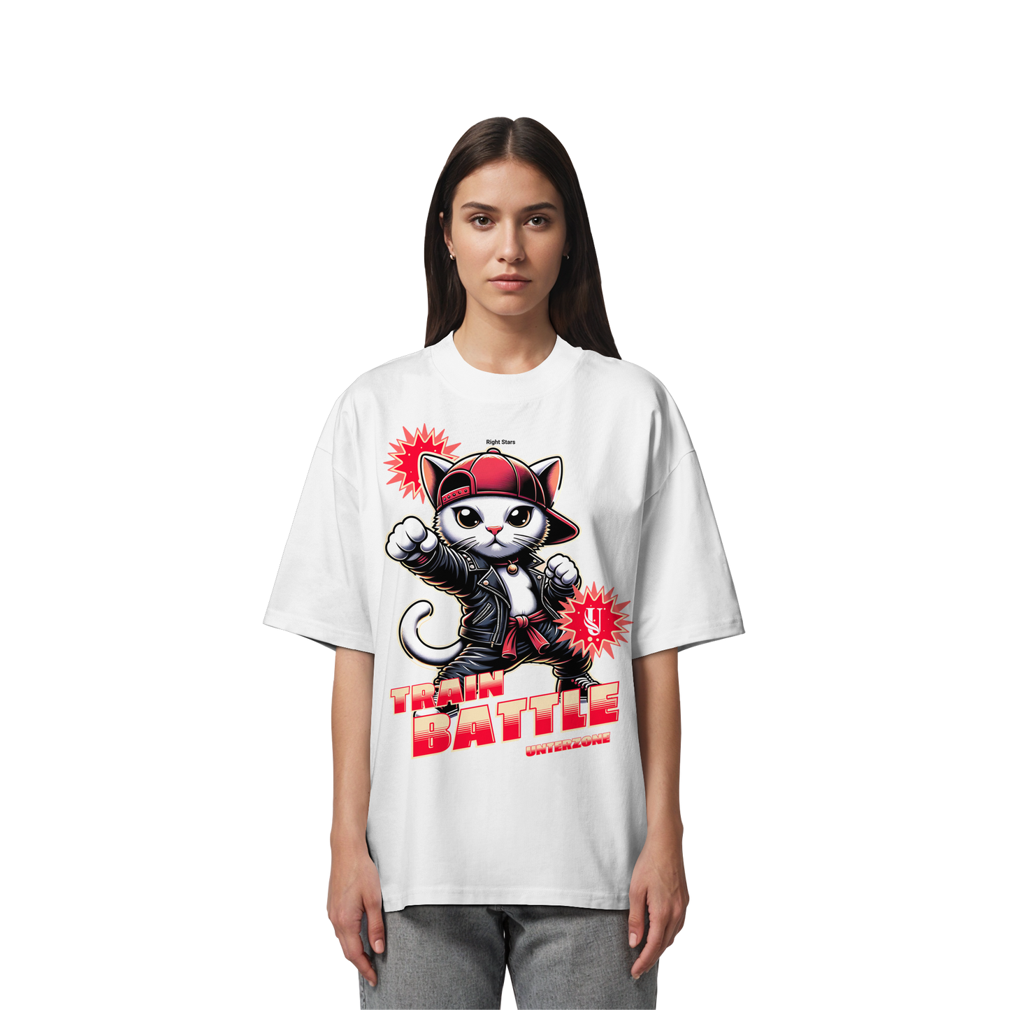 Unterzone Train Cat - Organic Oversize Shirt
