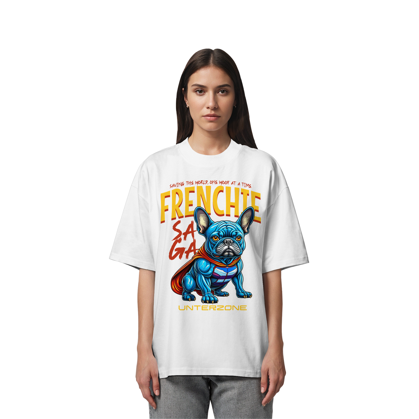 Unterzone Super French Bulldog - Organic Oversize Shirt