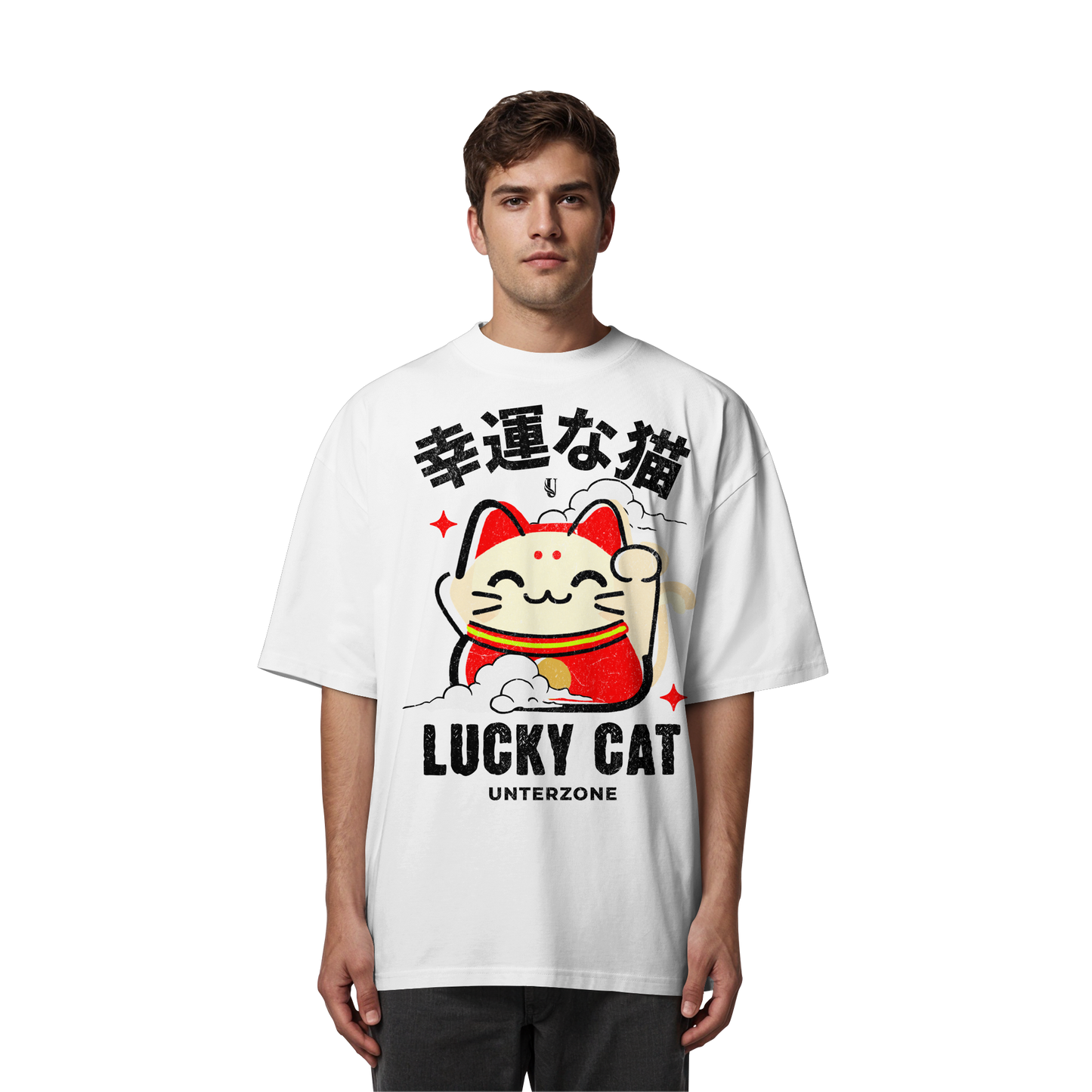 Unterzone Lucky Cat - Organic Oversize Shirt