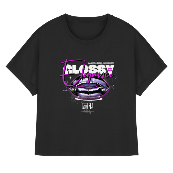 Unterzone Glossy Elegance  - Womens Organic Rolled Sleeves T-Shirt