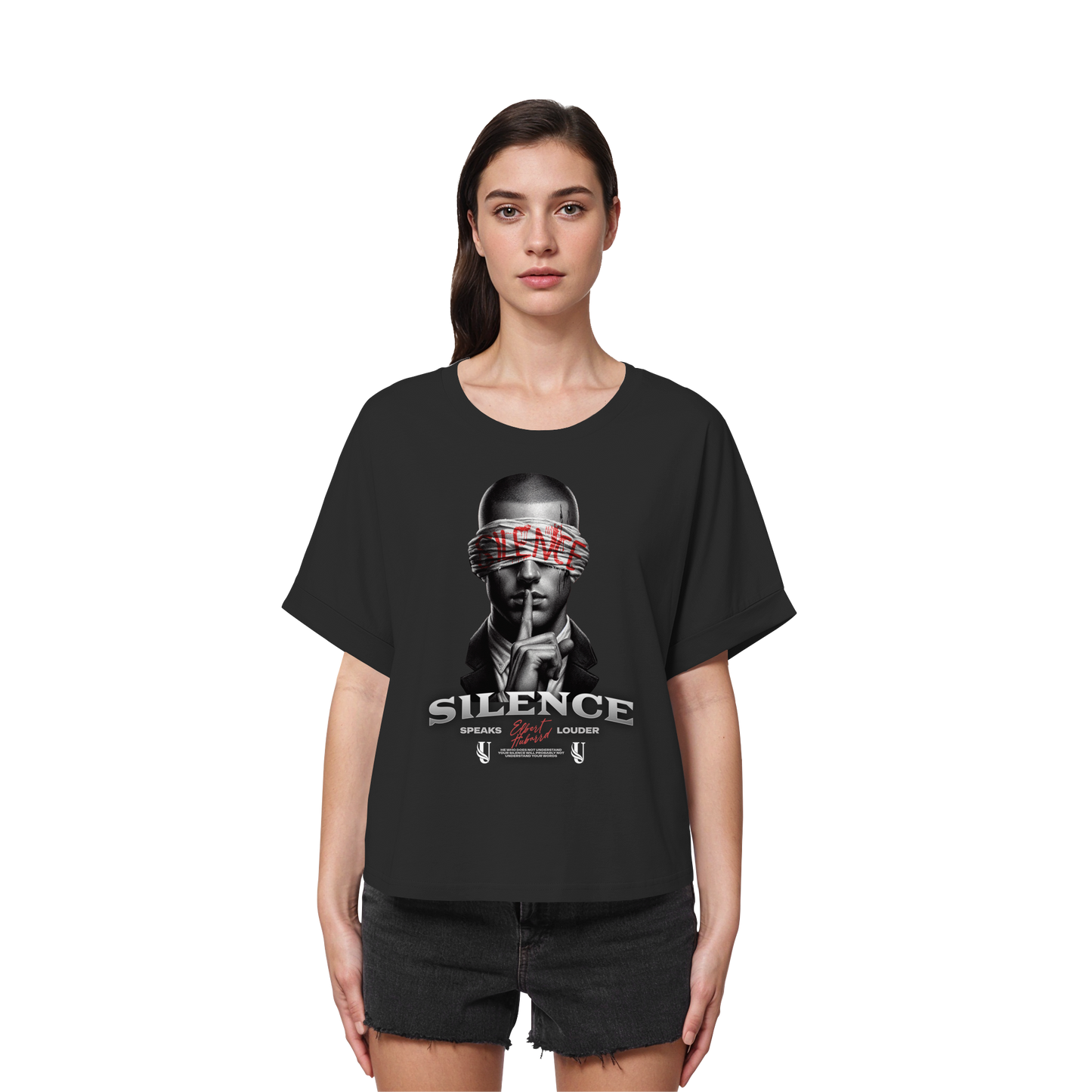 Unterzone Oversize Shirt Silence - Womens Organic Rolled Sleeves T-Shirt