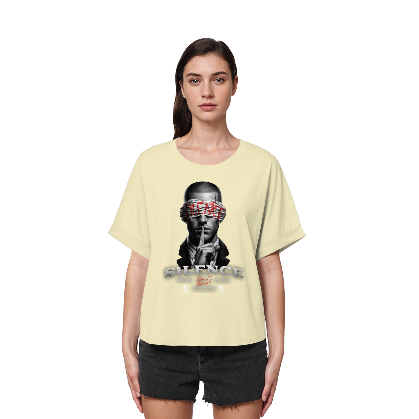 Unterzone Oversize Shirt Silence - Womens Organic Rolled Sleeves T-Shirt