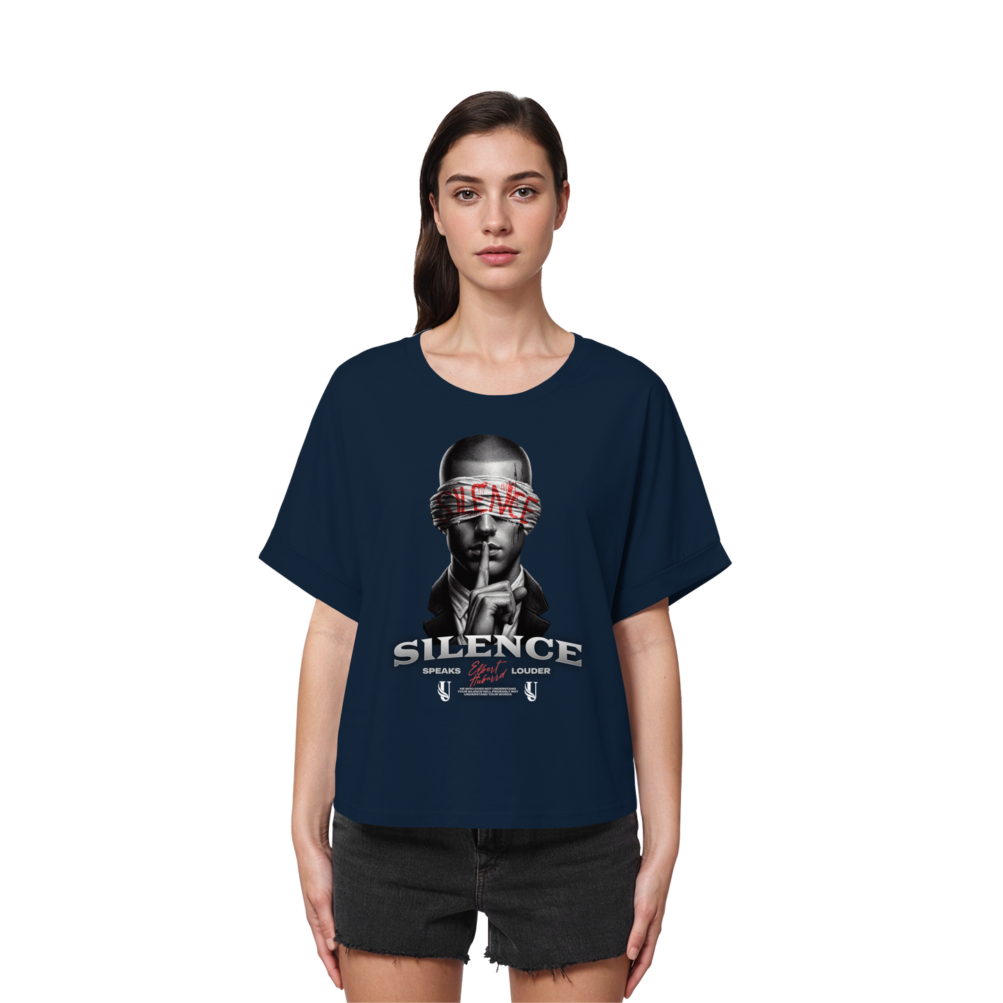 Unterzone Oversize Shirt Silence - Womens Organic Rolled Sleeves T-Shirt