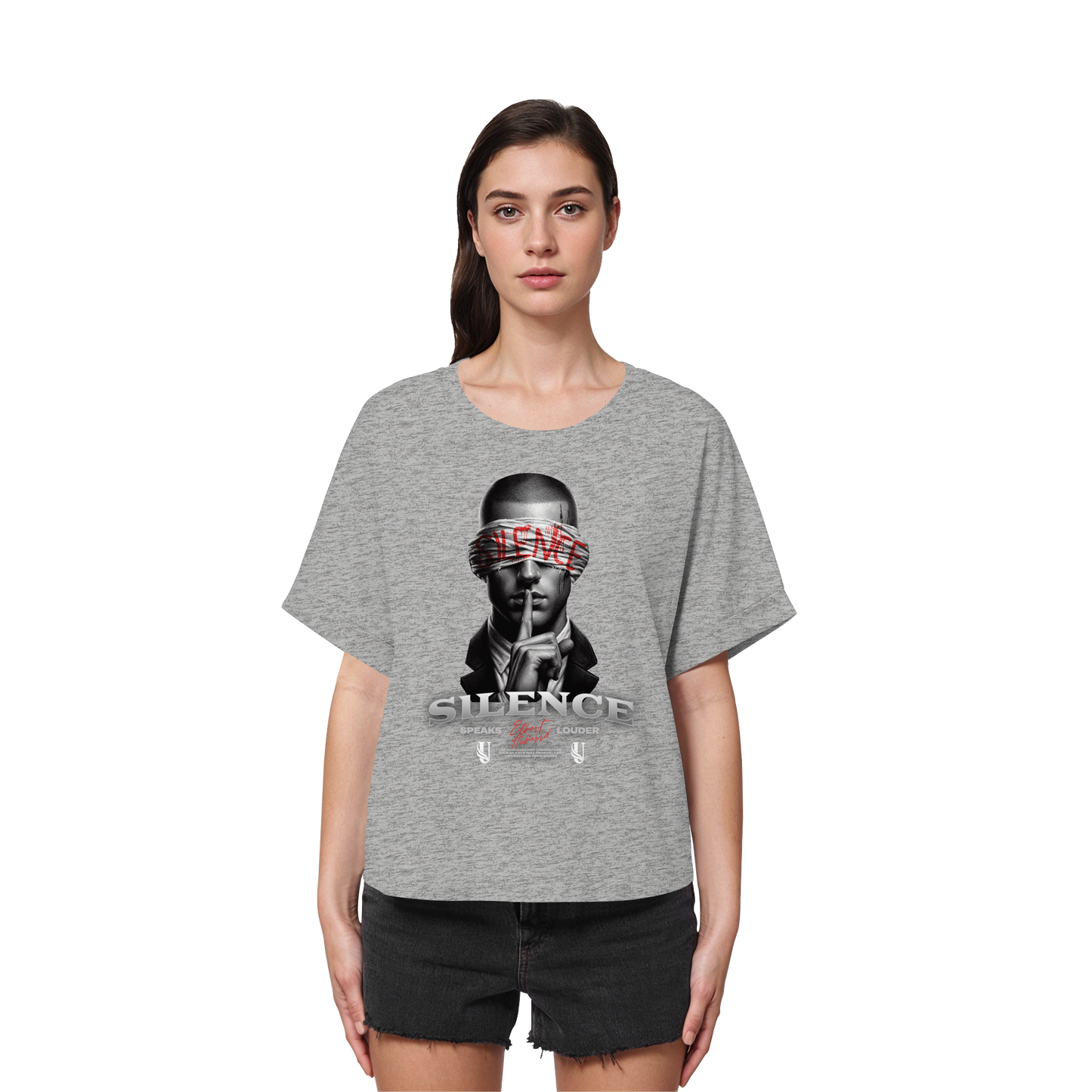 Unterzone Oversize Shirt Silence - Womens Organic Rolled Sleeves T-Shirt