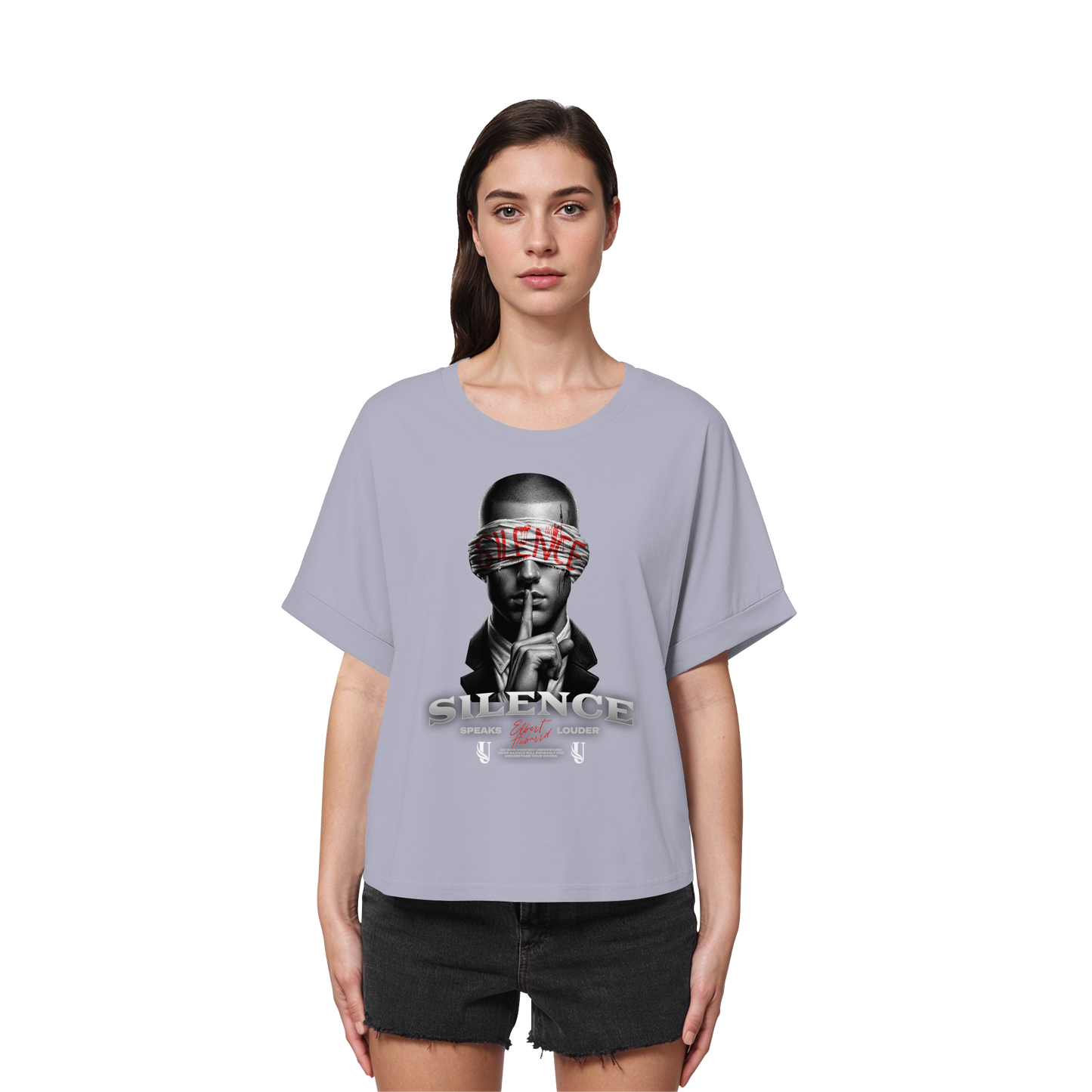 Unterzone Oversize Shirt Silence - Womens Organic Rolled Sleeves T-Shirt