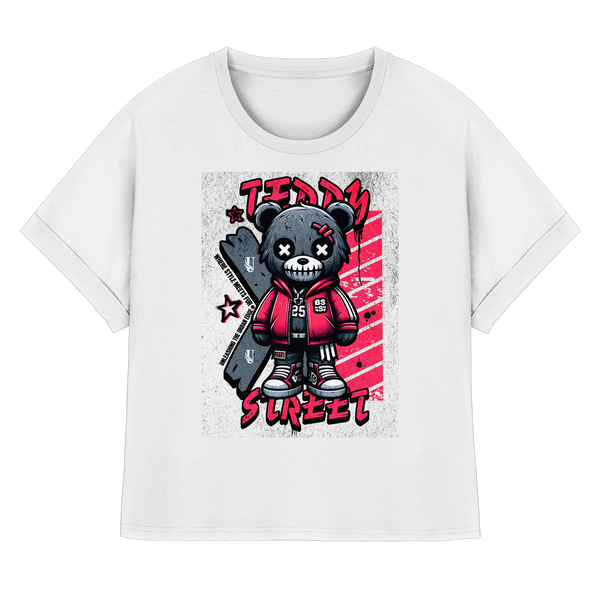 Unterzone Ladies Haunted Teddy Bear - Womens Organic Rolled Sleeves T-Shirt